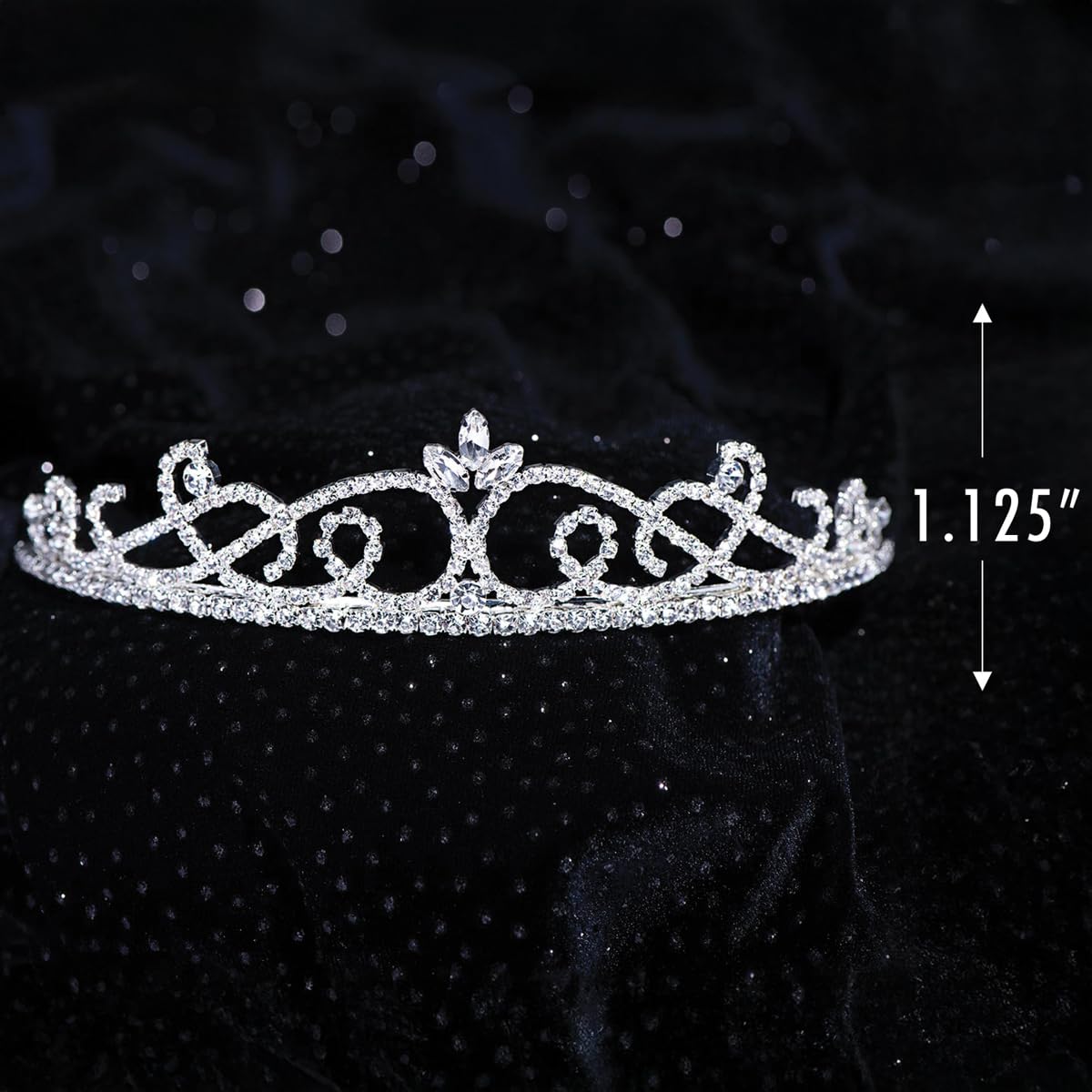 Anderson's Suzette Rhinestone Tiara, Elegant 1 1/4-Inch Clear Crystal Crown for Women, Adjustable Silver Band with Comfort Combs, Perfect for Weddings, Proms, Pageants, Quinceañeras, and Special Occasions - Image 9