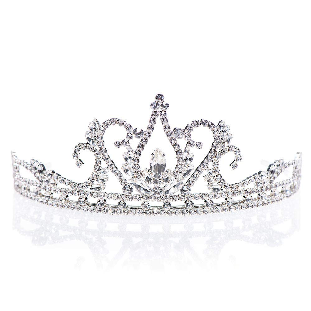 Anderson's Tamika Rhinestone Tiara, Sparkling 2 5/8-Inch Clear Crystal Crown for Women, Adjustable Silver Band with Comfort Combs, Perfect for Weddings, Proms, Pageants, Quinceañeras, and Special Occasions