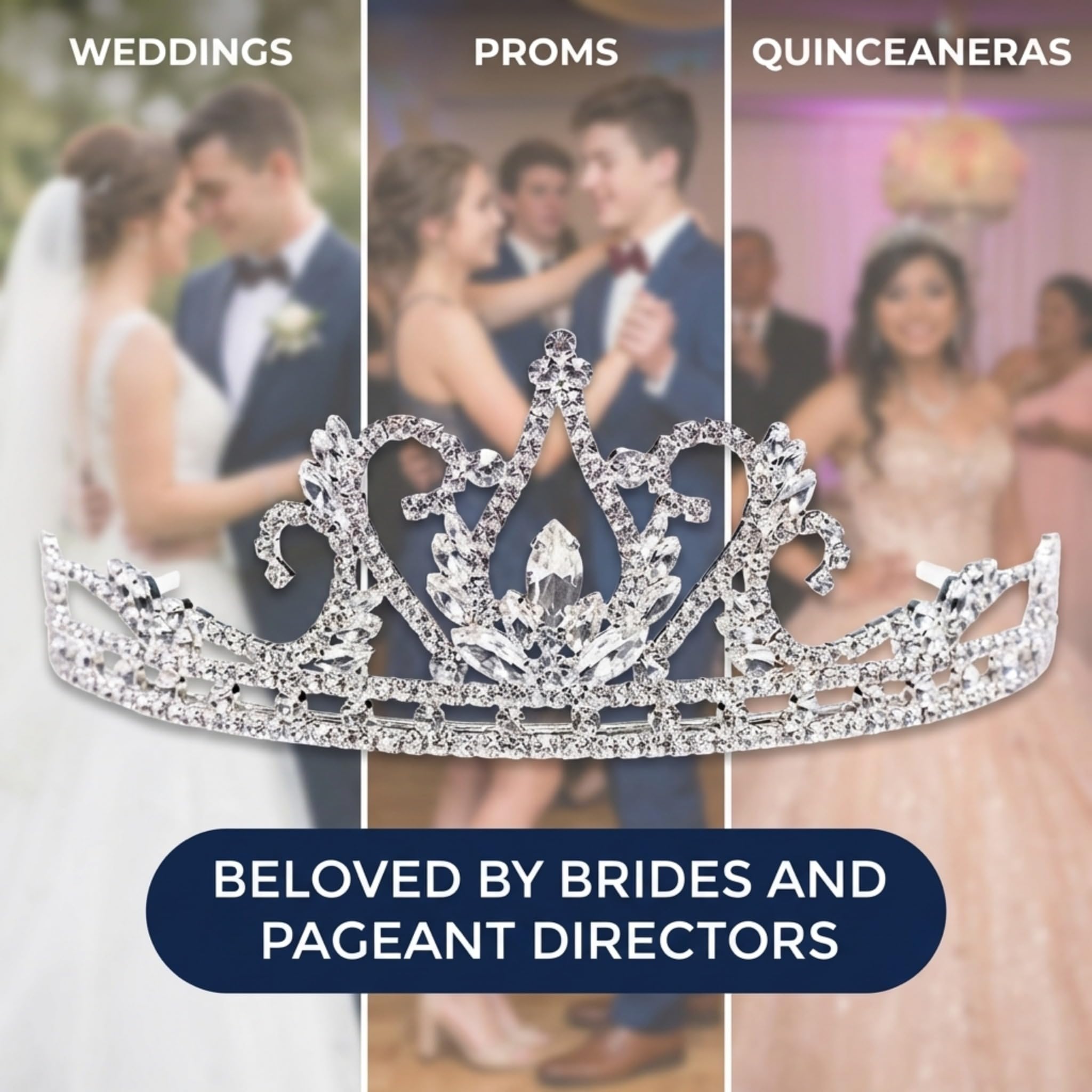 Anderson's Tamika Rhinestone Tiara, Sparkling 2 5/8-Inch Clear Crystal Crown for Women, Adjustable Silver Band with Comfort Combs, Perfect for Weddings, Proms, Pageants, Quinceañeras, and Special Occasions - Image 3