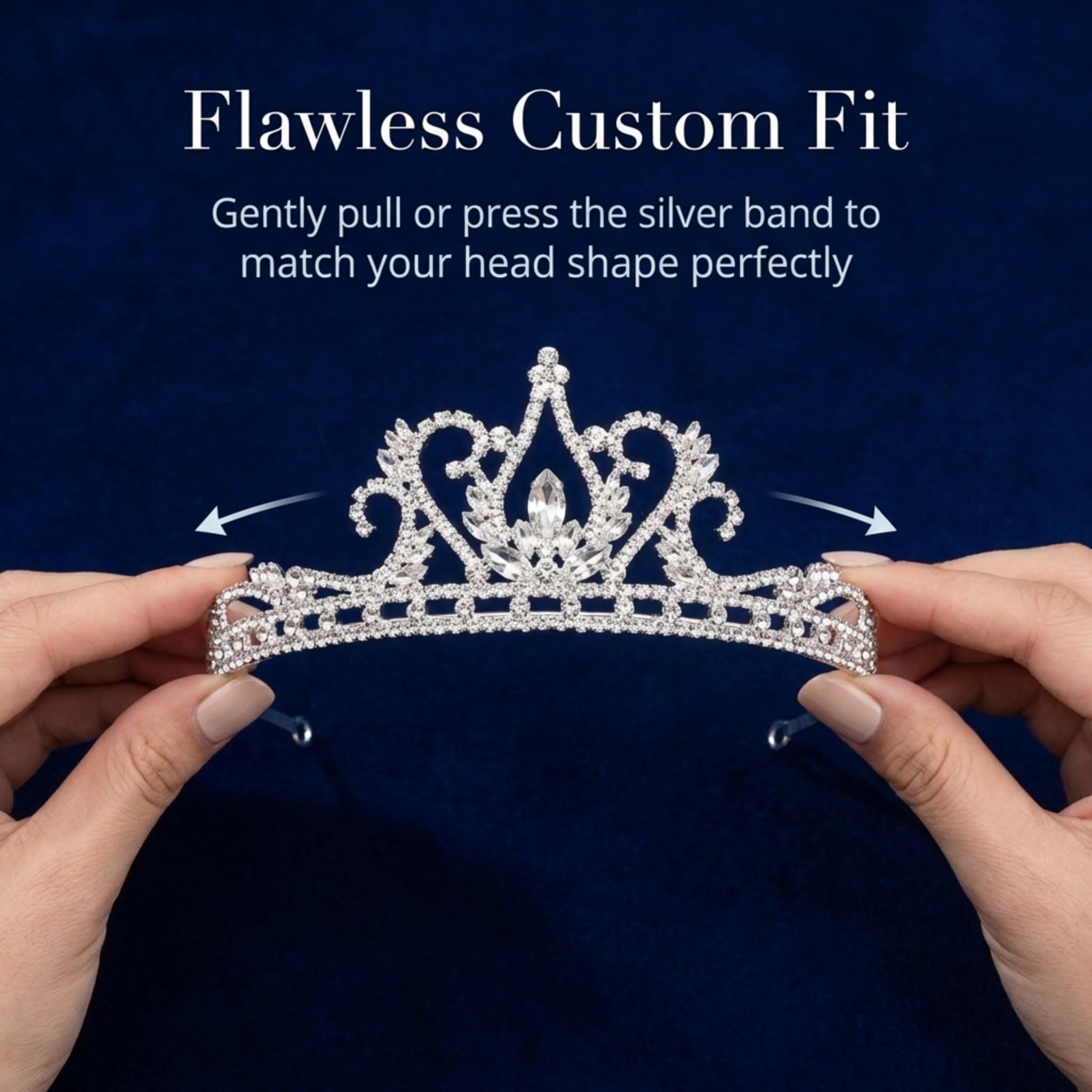 Anderson's Tamika Rhinestone Tiara, Sparkling 2 5/8-Inch Clear Crystal Crown for Women, Adjustable Silver Band with Comfort Combs, Perfect for Weddings, Proms, Pageants, Quinceañeras, and Special Occasions - Image 4