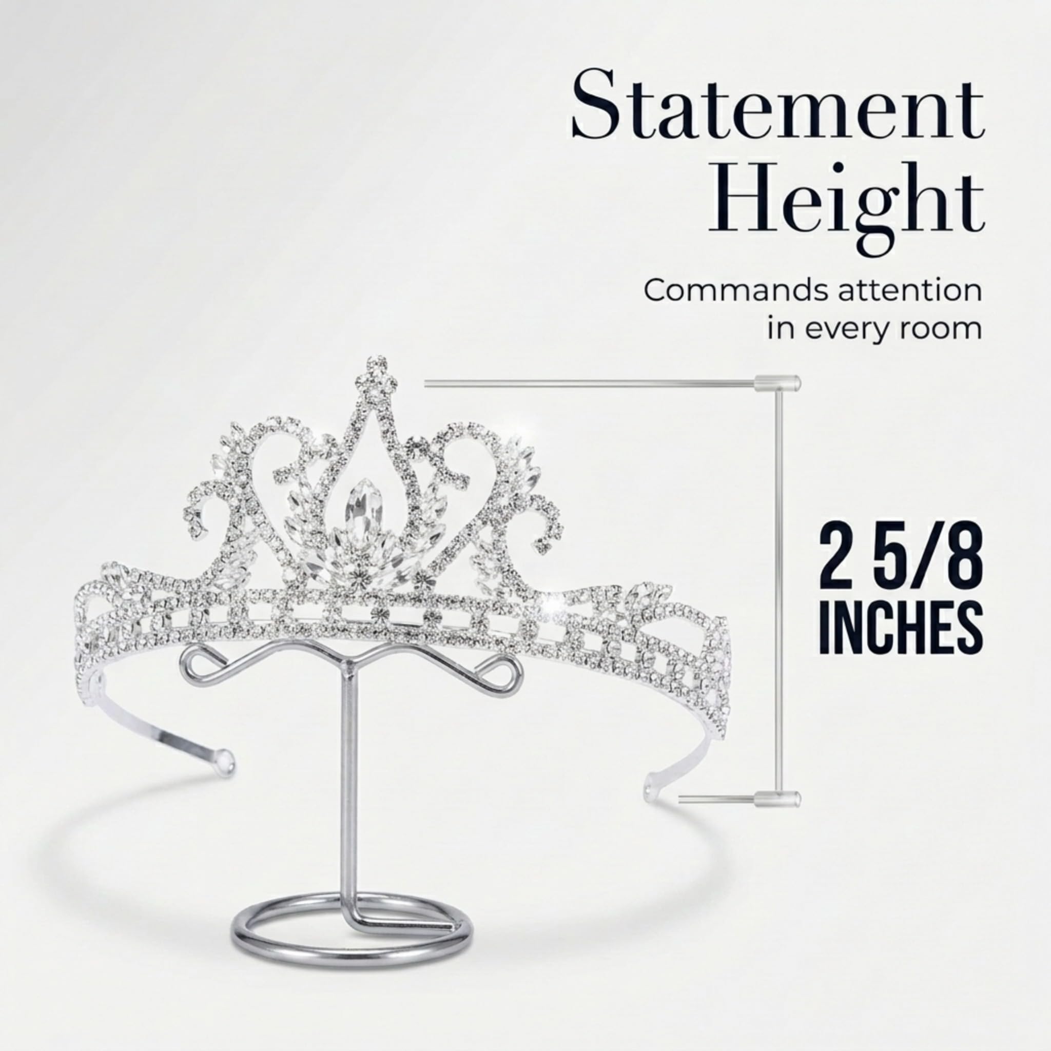 Anderson's Tamika Rhinestone Tiara, Sparkling 2 5/8-Inch Clear Crystal Crown for Women, Adjustable Silver Band with Comfort Combs, Perfect for Weddings, Proms, Pageants, Quinceañeras, and Special Occasions - Image 6