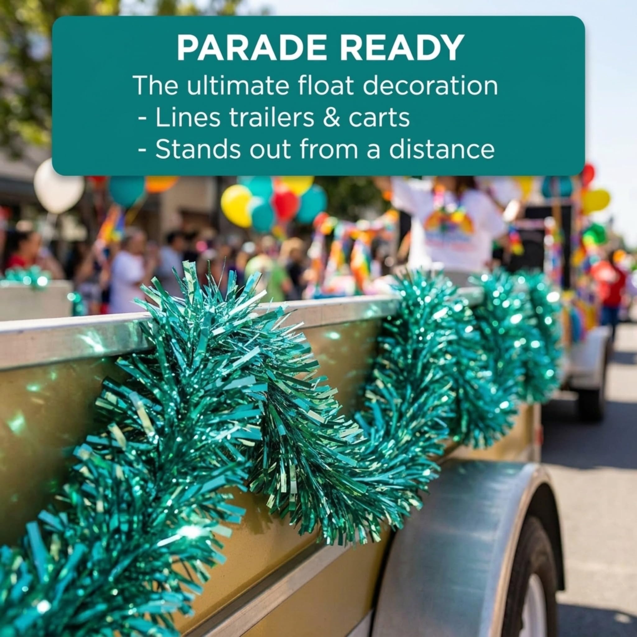 Anderson's Teal Metallic Twist Garland, 4 Inches x 25 Feet, Parade Float Decorations for Trailer Or Golf Cart, Metallic Tinsel Garland, Christmas Garland Décor for Home and Party - Image 2