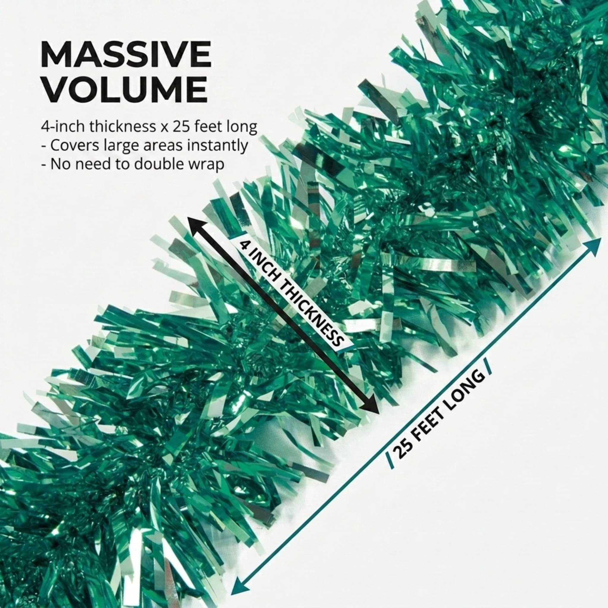 Anderson's Teal Metallic Twist Garland, 4 Inches x 25 Feet, Parade Float Decorations for Trailer Or Golf Cart, Metallic Tinsel Garland, Christmas Garland Décor for Home and Party - Image 5