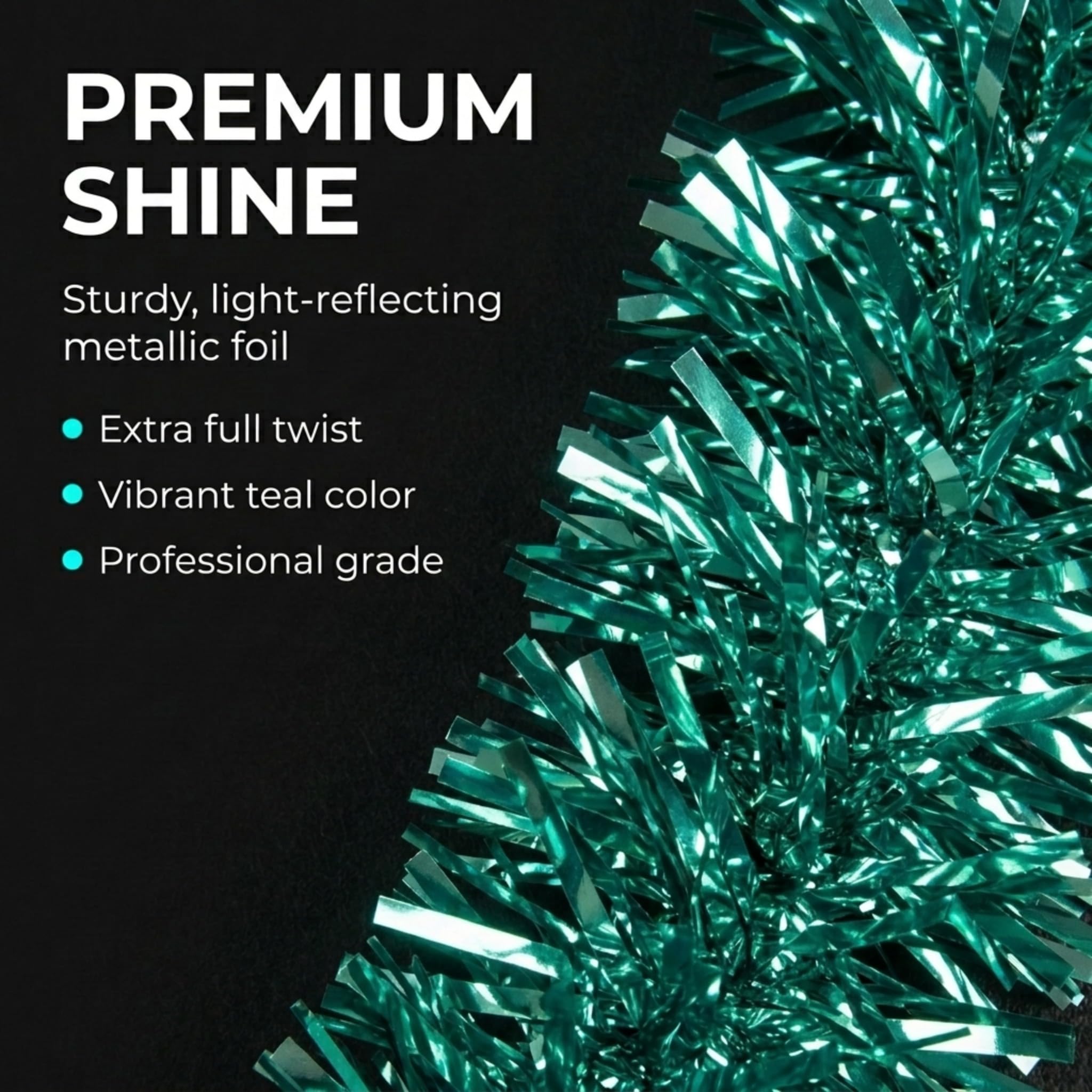 Anderson's Teal Metallic Twist Garland, 4 Inches x 25 Feet, Parade Float Decorations for Trailer Or Golf Cart, Metallic Tinsel Garland, Christmas Garland Décor for Home and Party - Image 6