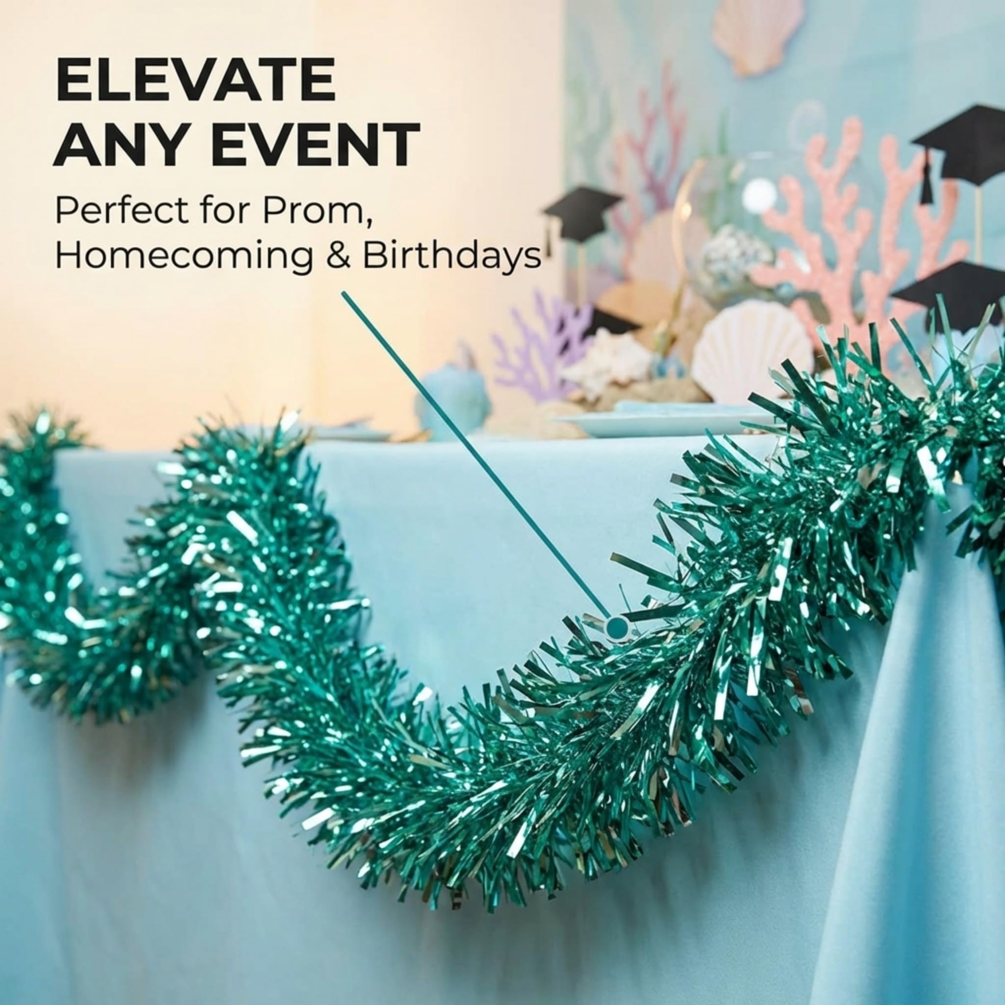 Anderson's Teal Metallic Twist Garland, 4 Inches x 25 Feet, Parade Float Decorations for Trailer Or Golf Cart, Metallic Tinsel Garland, Christmas Garland Décor for Home and Party - Image 7