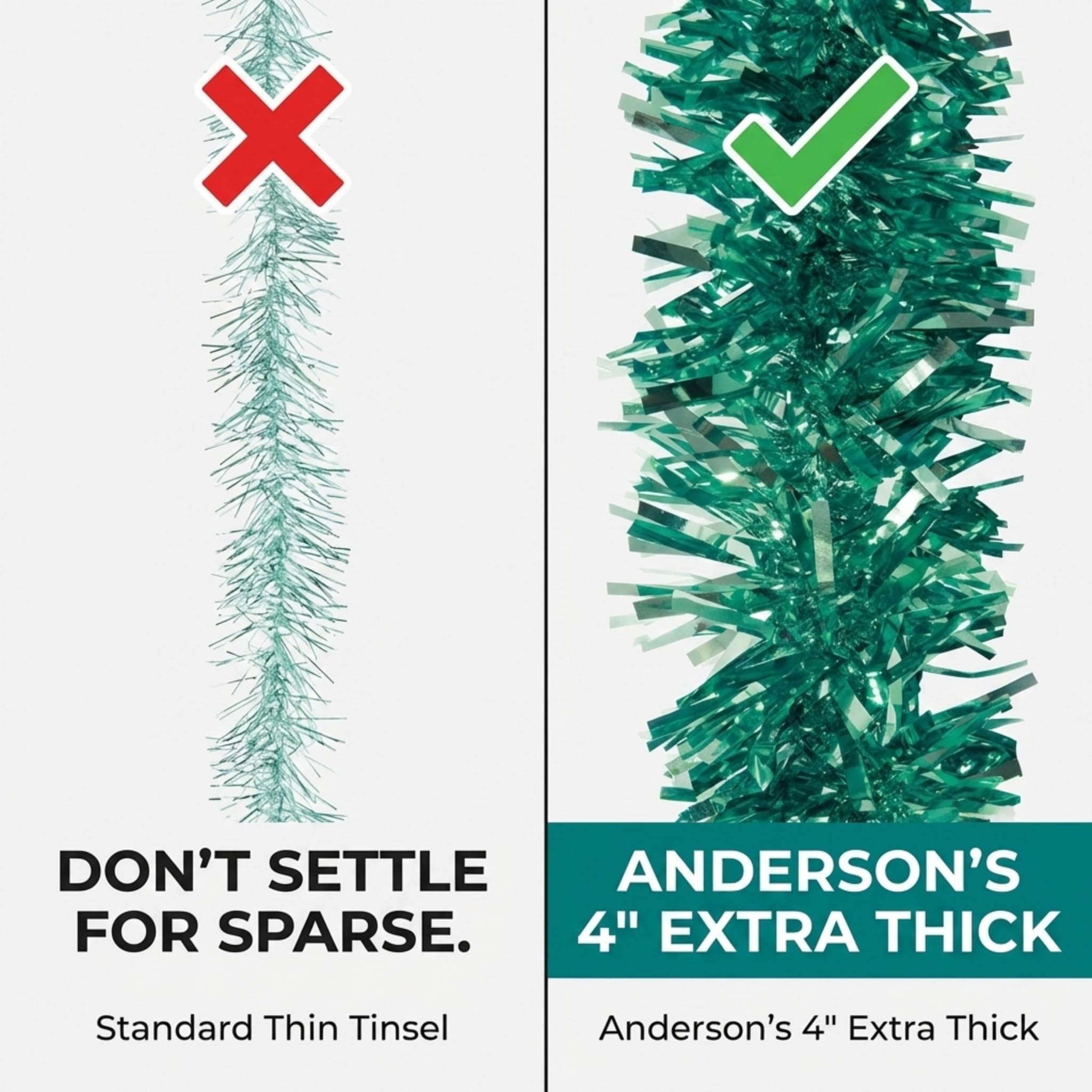 Anderson's Teal Metallic Twist Garland, 4 Inches x 25 Feet, Parade Float Decorations for Trailer Or Golf Cart, Metallic Tinsel Garland, Christmas Garland Décor for Home and Party - Image 9