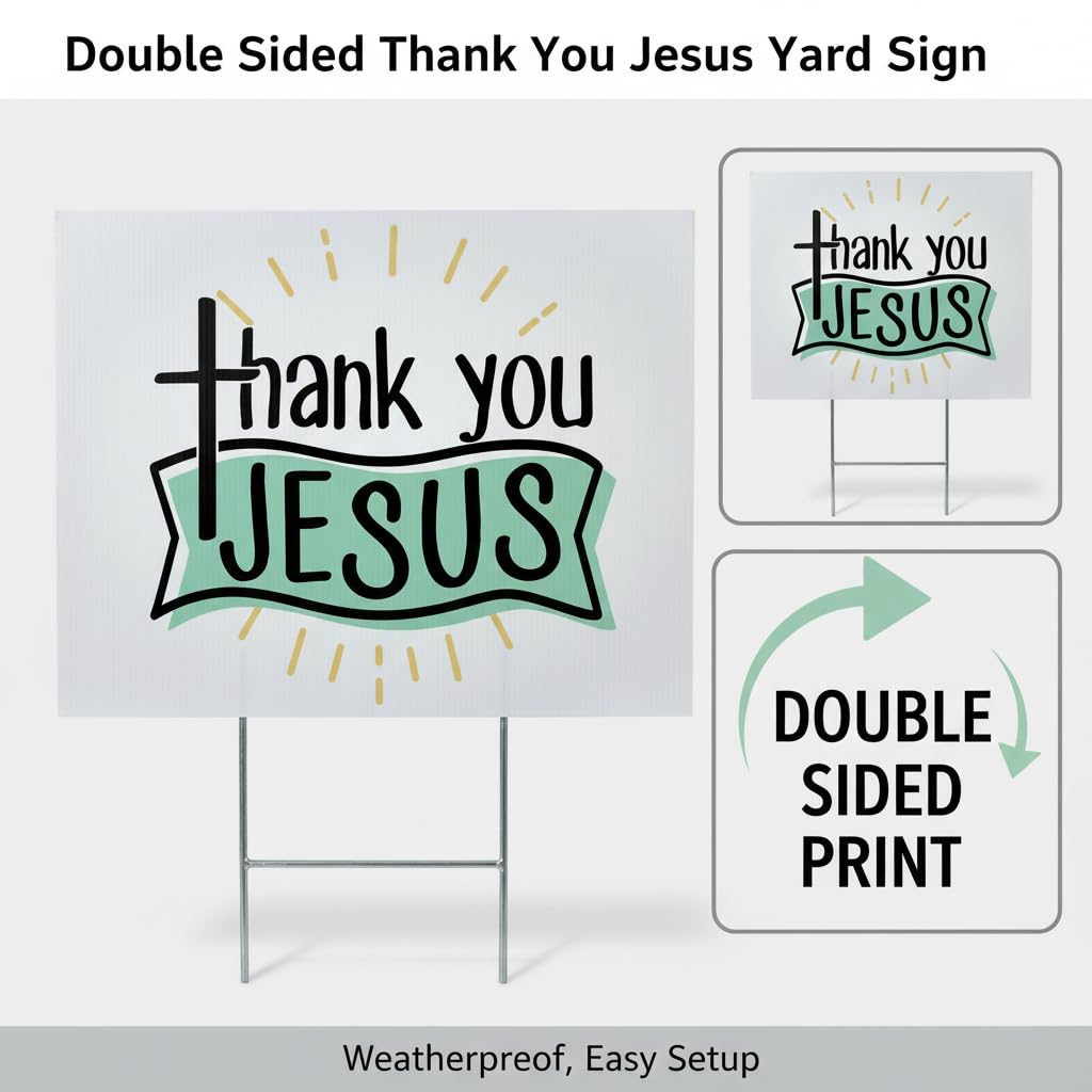 Anderson's Thank You Jesus Yard Sign, Election Signs, 18 Inches x 14 Inches, Lawn Décor, Religious Signs - Image 4