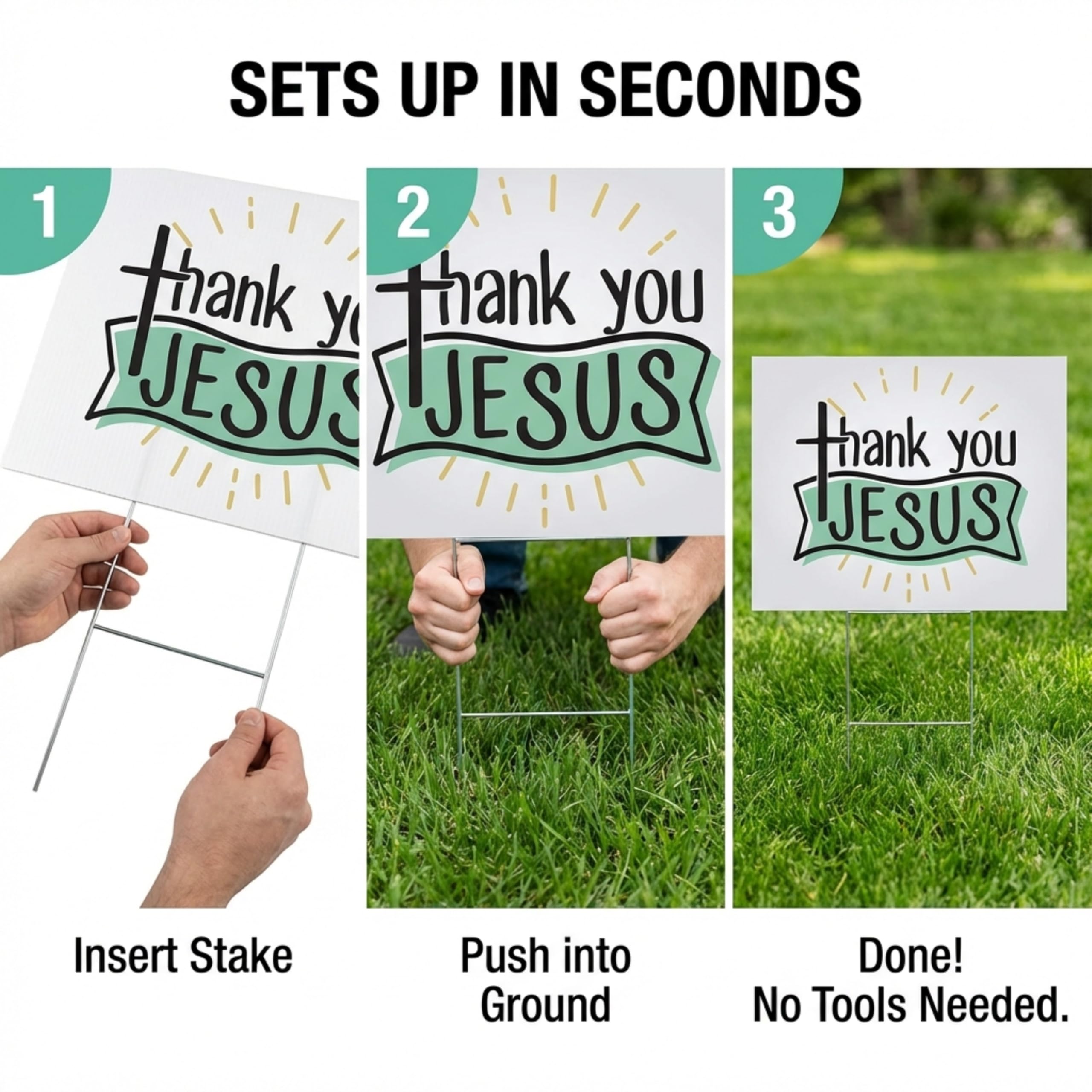 Anderson's Thank You Jesus Yard Sign, Election Signs, 18 Inches x 14 Inches, Lawn Décor, Religious Signs - Image 6