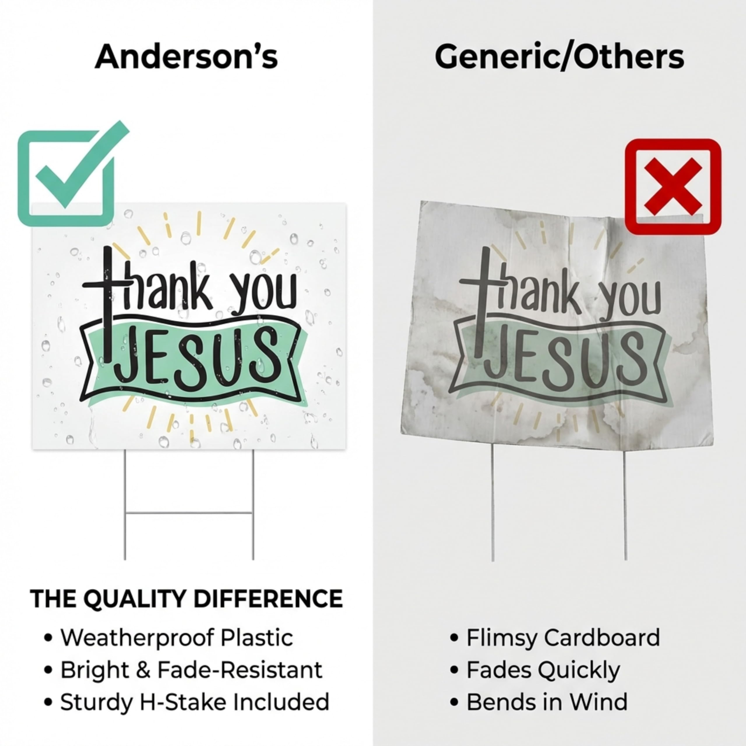 Anderson's Thank You Jesus Yard Sign, Election Signs, 18 Inches x 14 Inches, Lawn Décor, Religious Signs - Image 7
