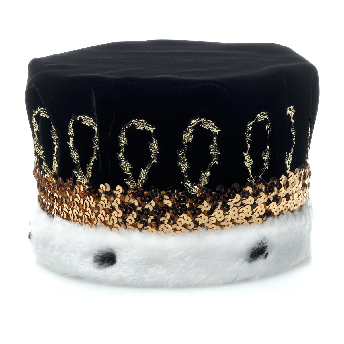 Anderson's Velvet Crown, Faux Fur, Gold or Silver Trim, 6 1/2 Inches