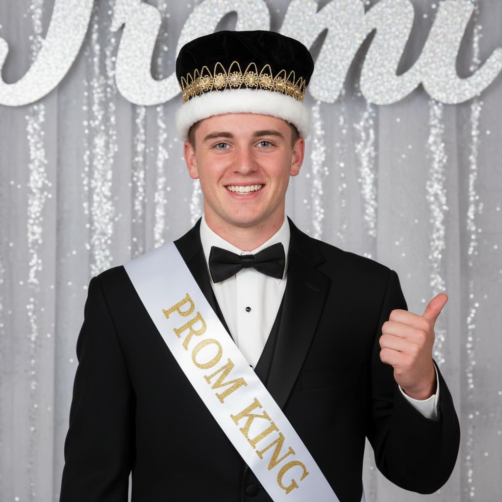 Anderson's Velvet Regal Crown with Gold Floral Band and Faux Fur - Image 3