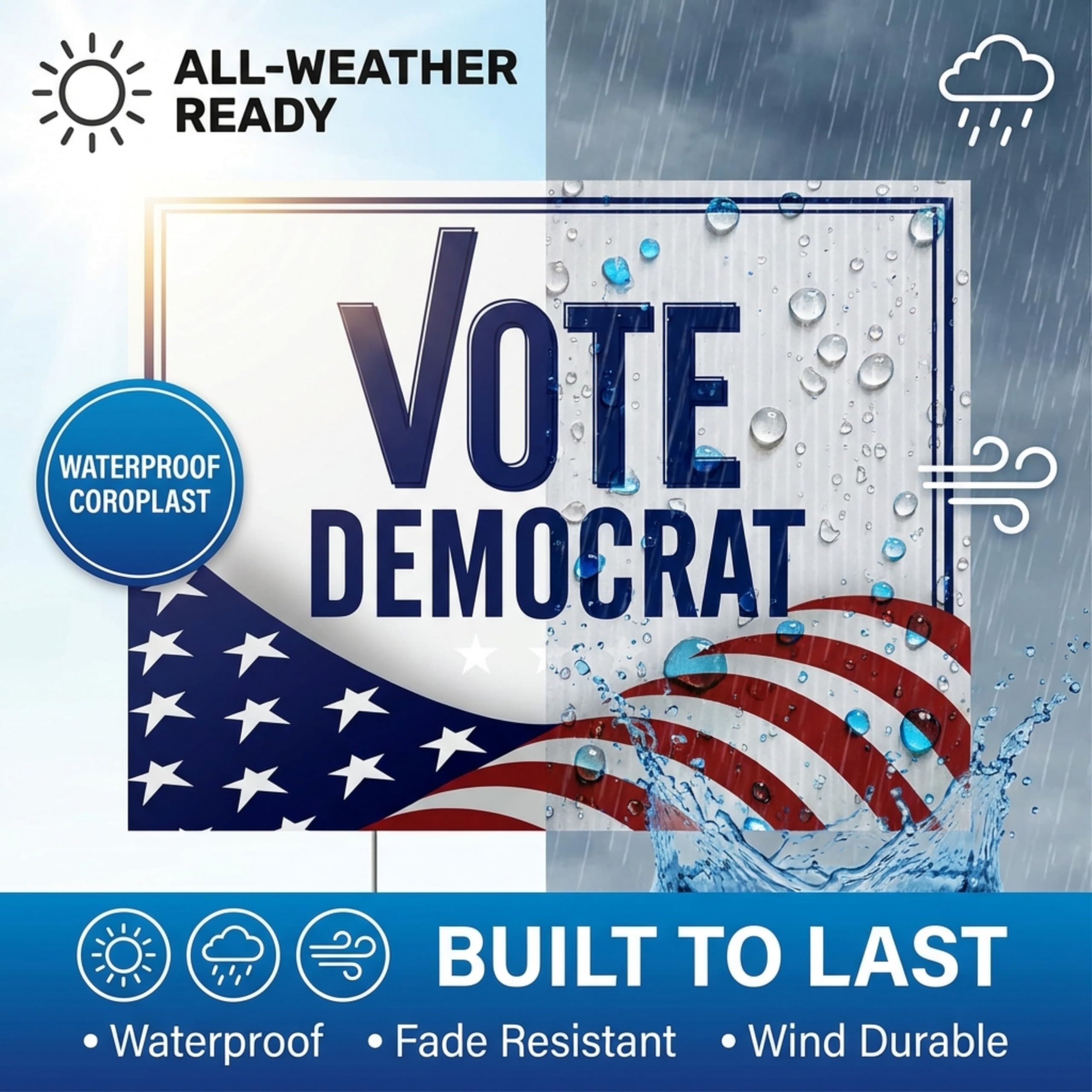 Anderson's Vote Democrat with Flag Yard Sign, 18 Inches x 14 Inches, Lawn Décor, Political Signs - Image 3