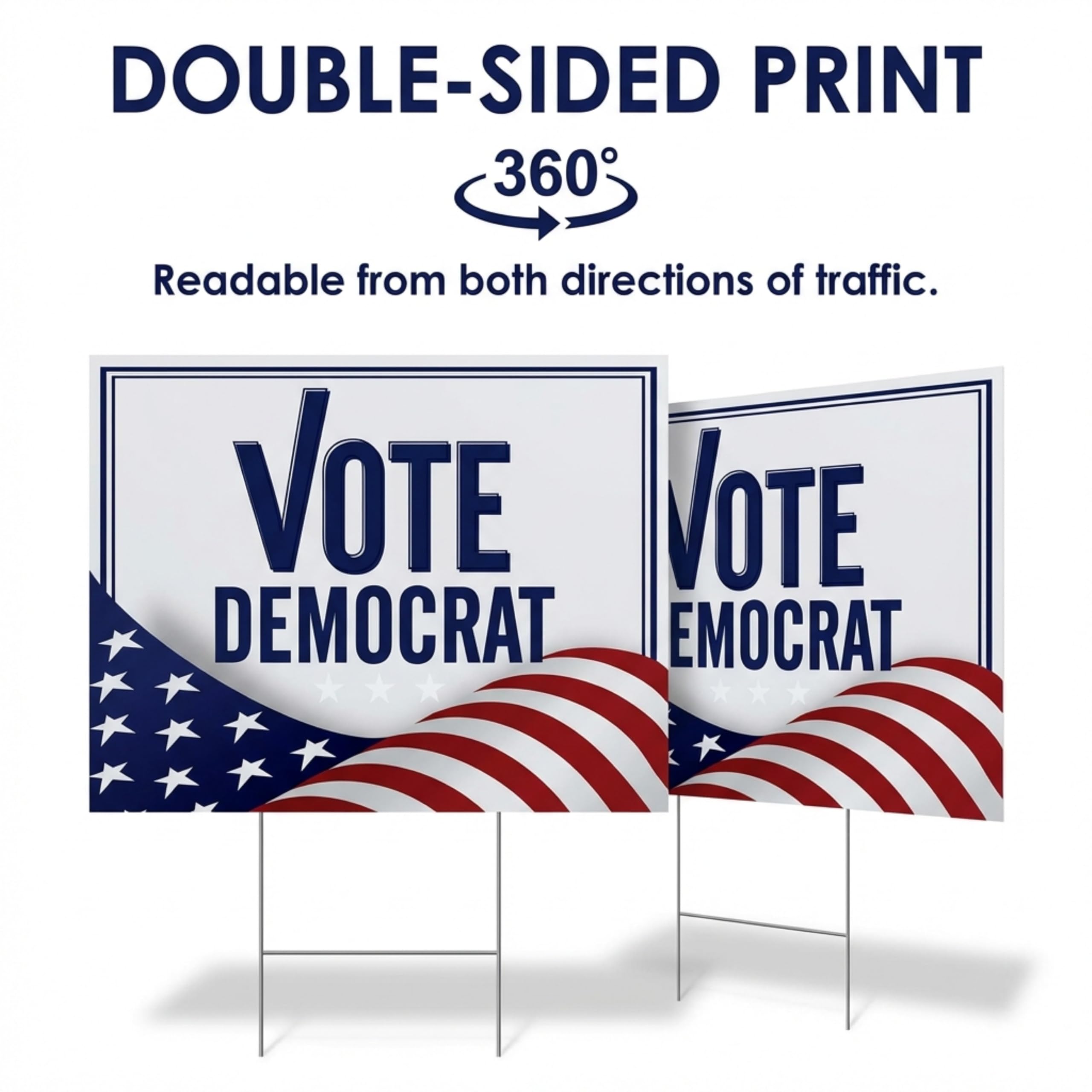 Anderson's Vote Democrat with Flag Yard Sign, 18 Inches x 14 Inches, Lawn Décor, Political Signs - Image 4