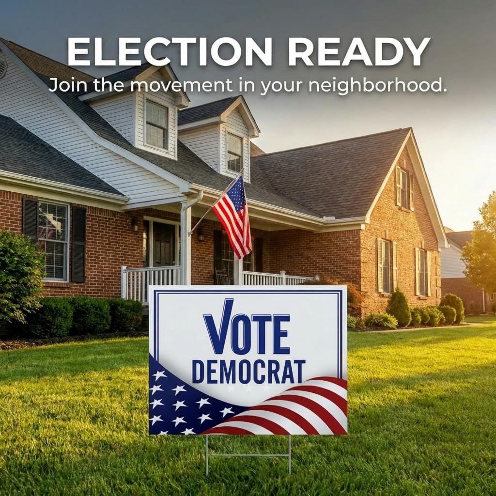 Anderson's Vote Democrat with Flag Yard Sign, 18 Inches x 14 Inches, Lawn Décor, Political Signs - Image 5