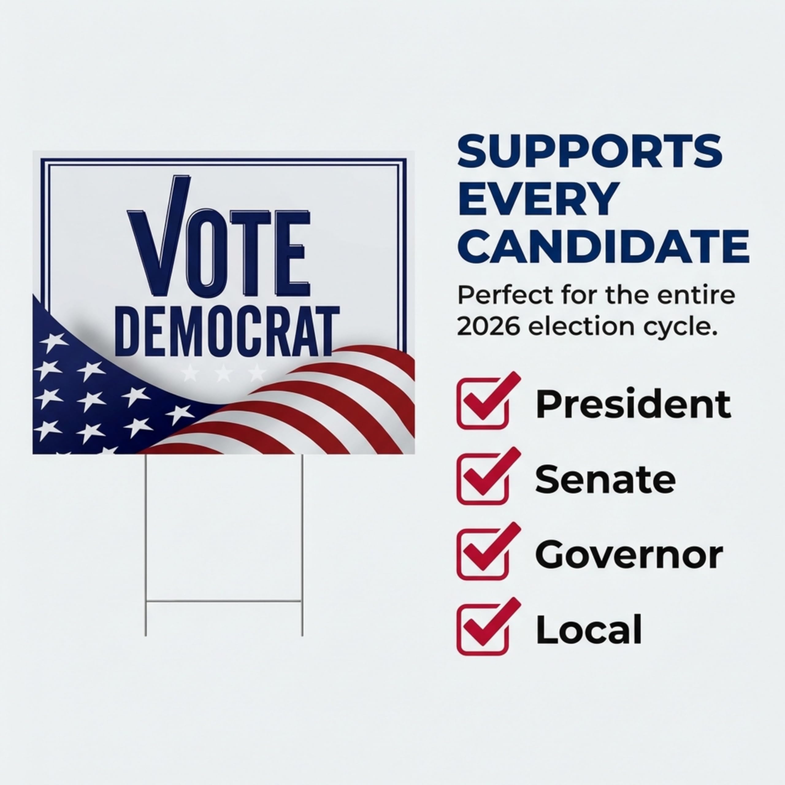 Anderson's Vote Democrat with Flag Yard Sign, 18 Inches x 14 Inches, Lawn Décor, Political Signs - Image 6