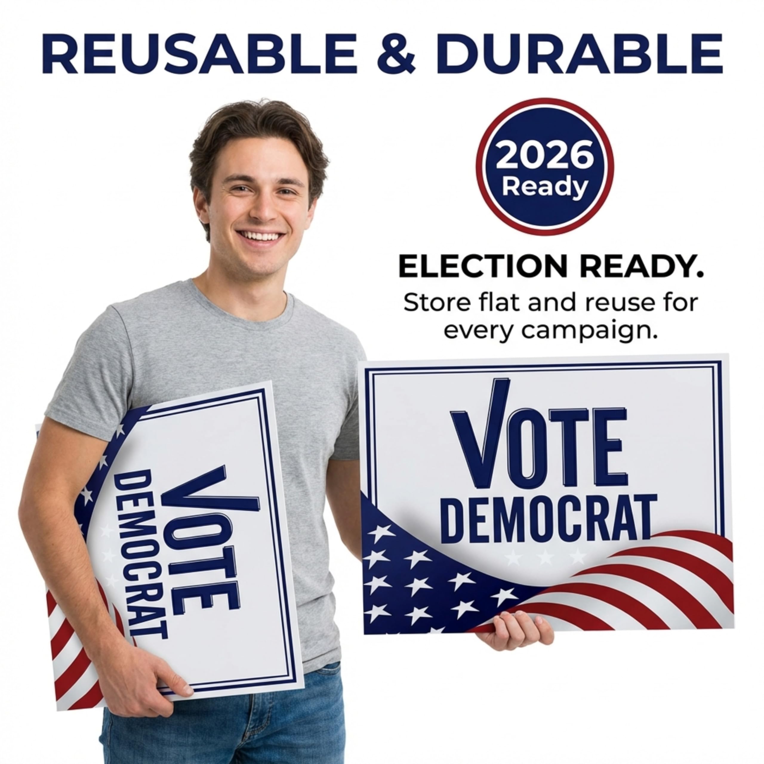 Anderson's Vote Democrat with Flag Yard Sign, 18 Inches x 14 Inches, Lawn Décor, Political Signs - Image 7