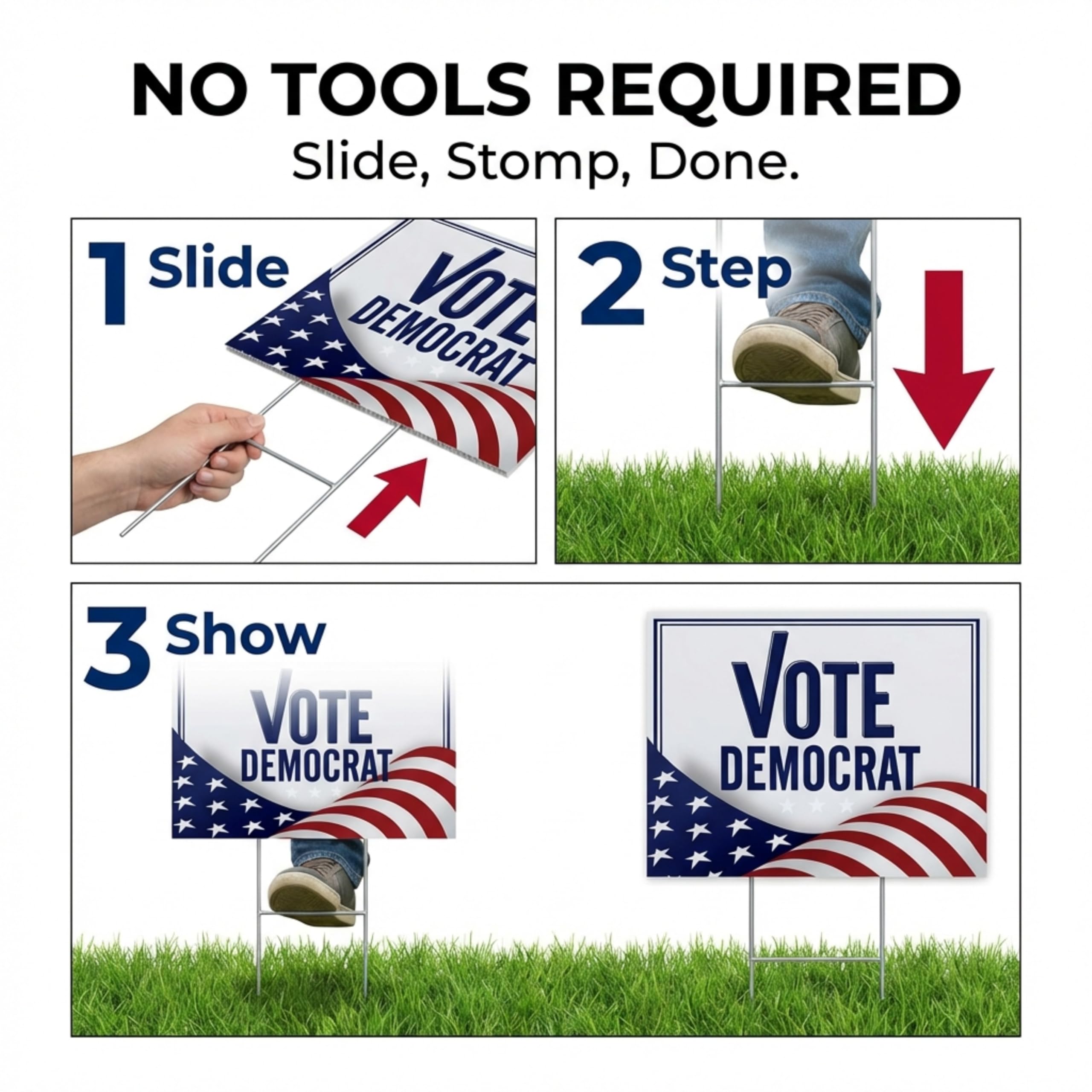 Anderson's Vote Democrat with Flag Yard Sign, 18 Inches x 14 Inches, Lawn Décor, Political Signs - Image 8