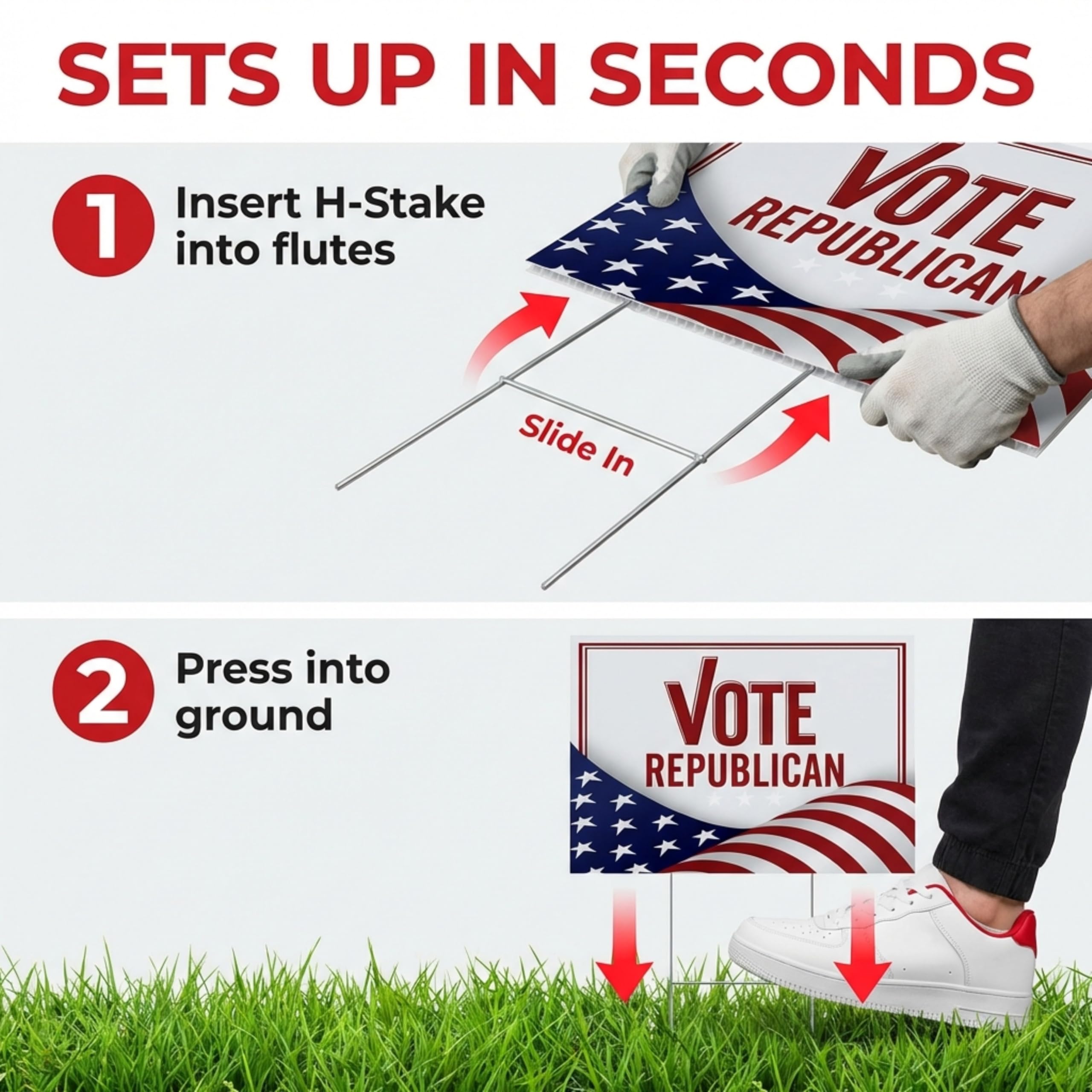 Anderson's Vote Republican with Flag Yard Sign, 18 Inches x 14 Inches, Lawn Décor, Political Signs - Image 8