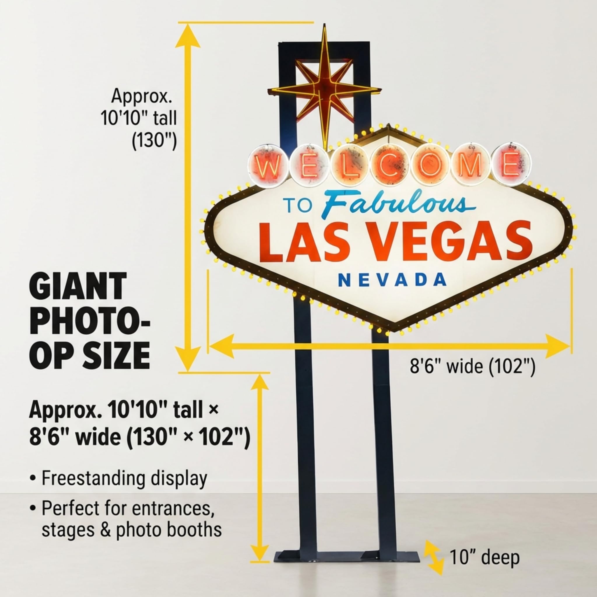 Anderson's Welcome to Vegas Light-Up Sign Kit, Casino Props, Prom, Event Décor, Party Decorations, Photo Ops - Image 2
