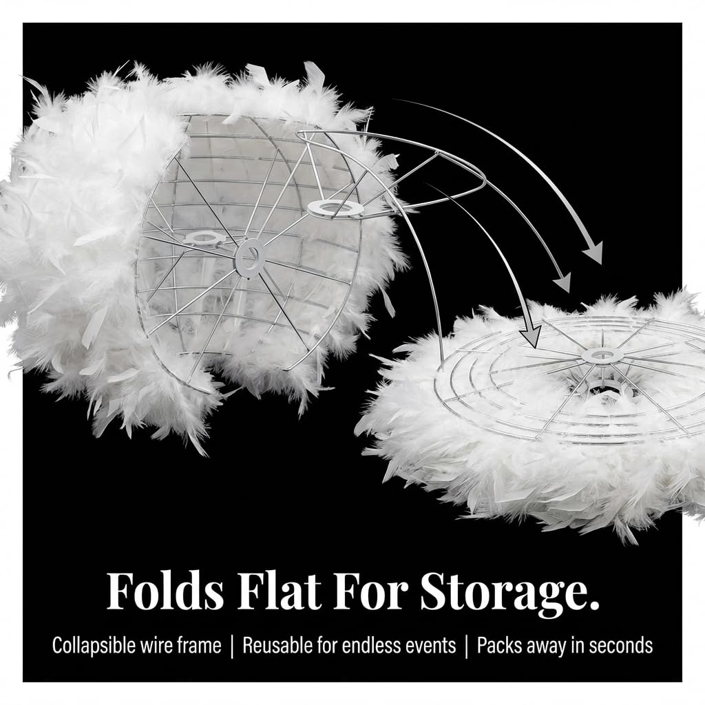 Anderson's White Feather Ball Wedding Decoration, 12 Inches - Image 8
