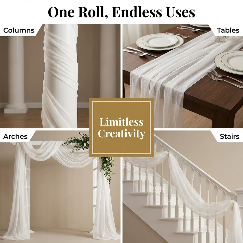 Anderson's White Gossamer Fabric Roll, 59 Inches x 25 Yards, Sheer Fabric for Wedding Decorations, Baby Shower, Gender Reveal, Prom, Homecoming, Event Photo Backdrops, Drapes - Image 4