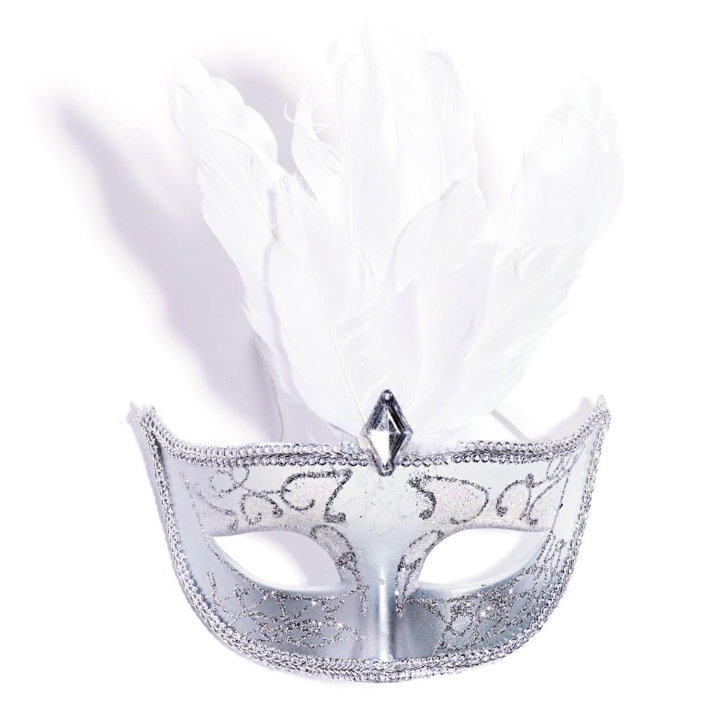 Anderson's White Masquerade Party Centerpiece with White Glass Vase - Image 2