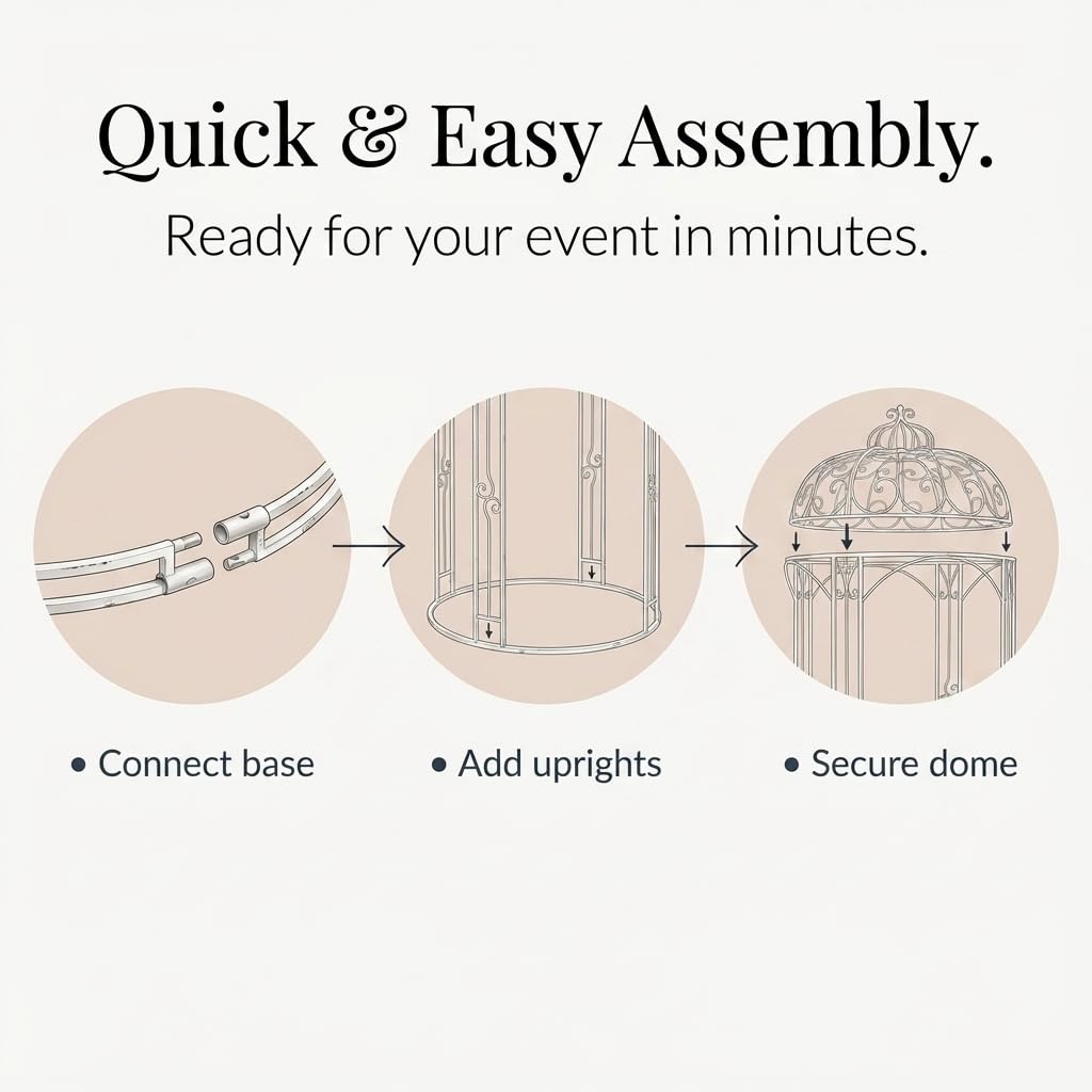 Anderson's White Metal Gazebo, 8.5 Ft. x 5 Ft., Wedding Decoration Kit - Image 3