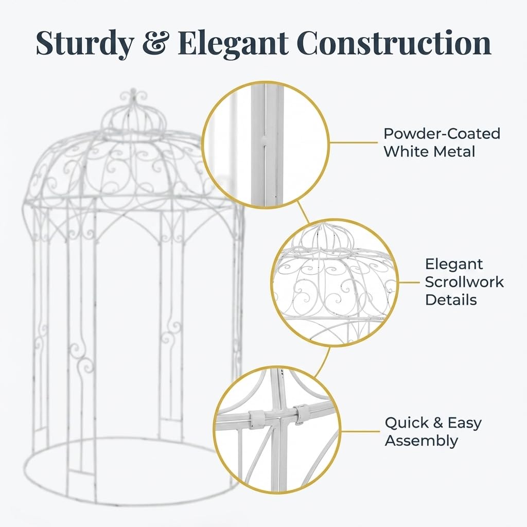 Anderson's White Metal Gazebo, 8.5 Ft. x 5 Ft., Wedding Decoration Kit - Image 4