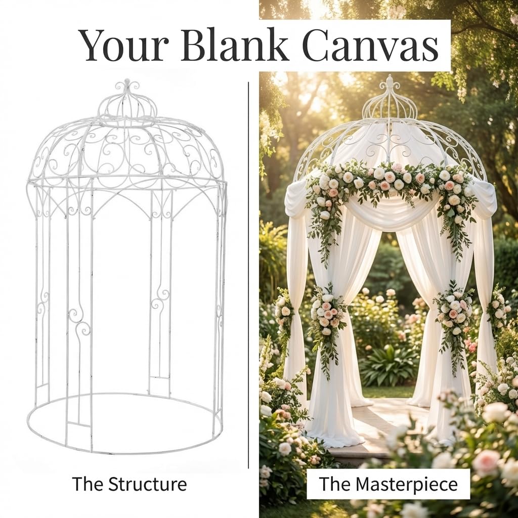 Anderson's White Metal Gazebo, 8.5 Ft. x 5 Ft., Wedding Decoration Kit - Image 7