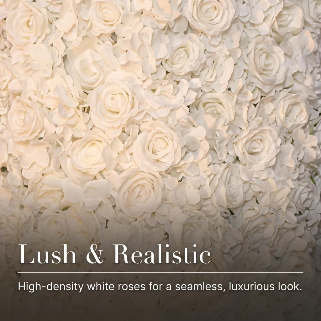 Anderson's White Roses Flower Wall Kit, Wedding Photo Backdrop, Floral Decoration, Reusable Décor - Image 3
