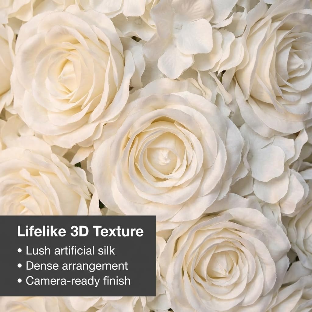 Anderson's White Roses Flower Wall Kit, Wedding Photo Backdrop, Floral Decoration, Reusable Décor - Image 7