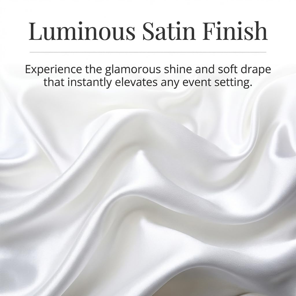 Anderson's White Satin Square Table Cover, 72 Inches, Wedding Tablecloths - Image 3