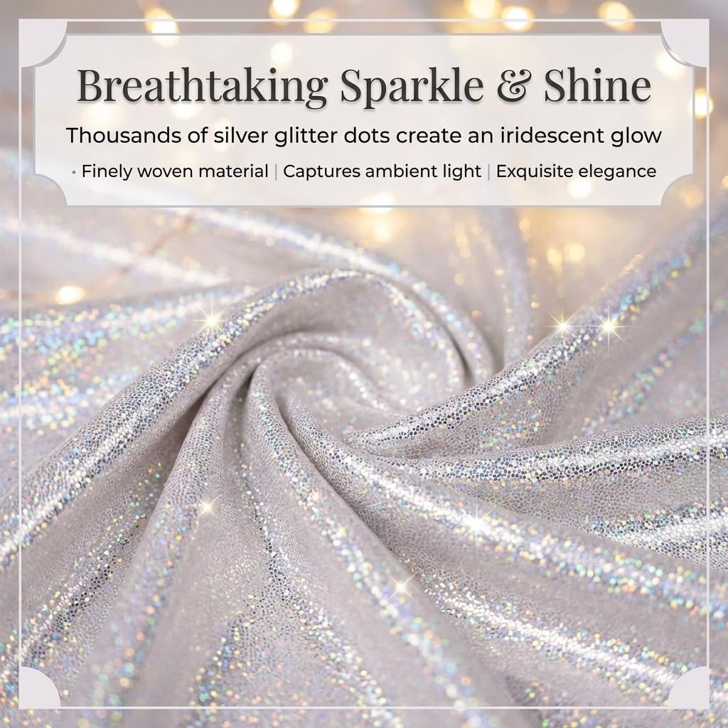 Anderson's White/Silver Glitter Dust Fabric Roll, 51 Inches x 10 Yards, Decorative Wedding Fabric for Wedding Reception, Baby Shower, Gender Reveal, Prom, Homecoming, Tables, Party - Image 4