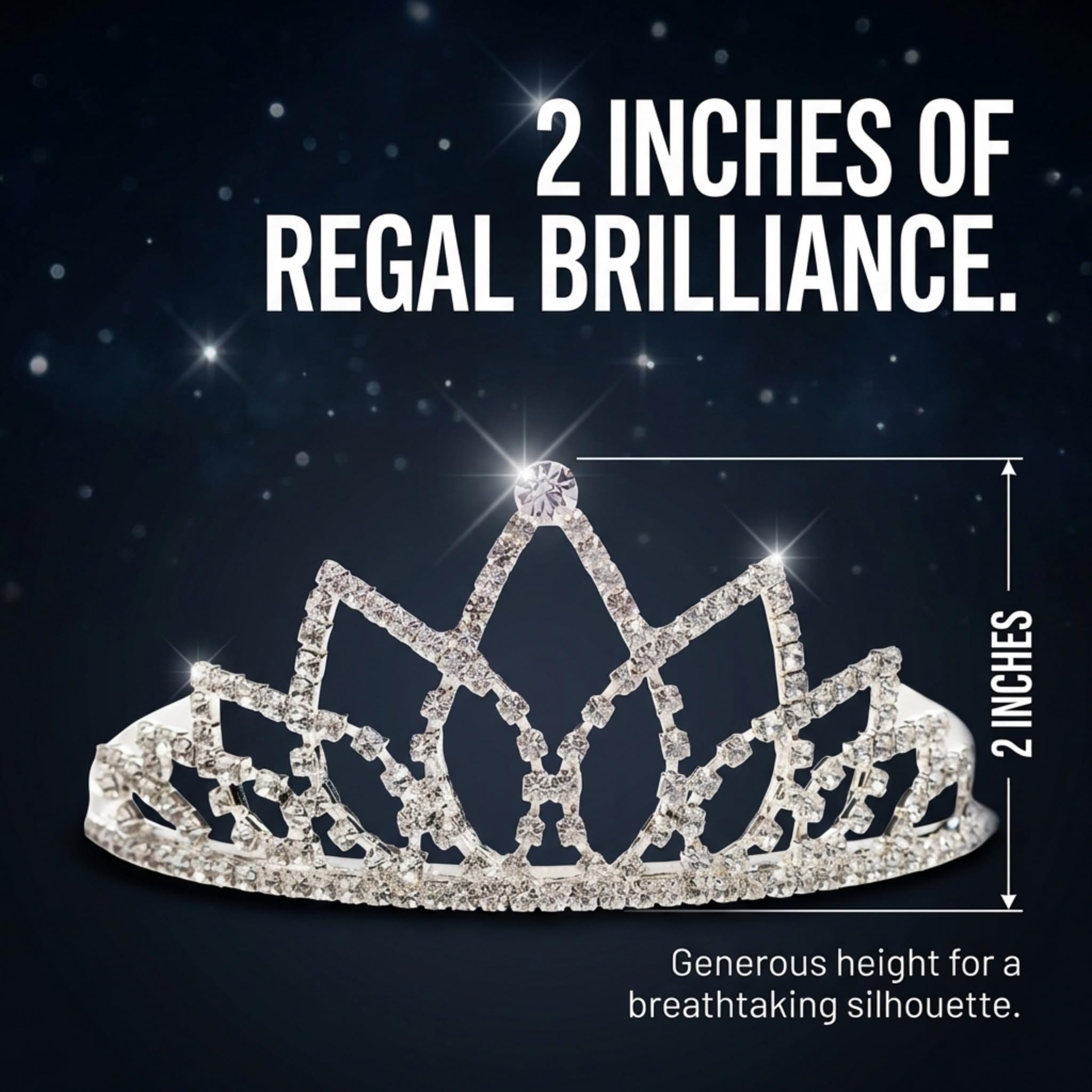 Anderson’s Wilhelmina Rhinestone Tiara, 2 Inch Silver‑Tone Metal Crown with Clear Faux Diamonds for Weddings, Proms, Homecomings, Pageants, Sweet 16s, Quinceañeras, Theater Productions, Cosplay, and Formal Celebrations - Image 5