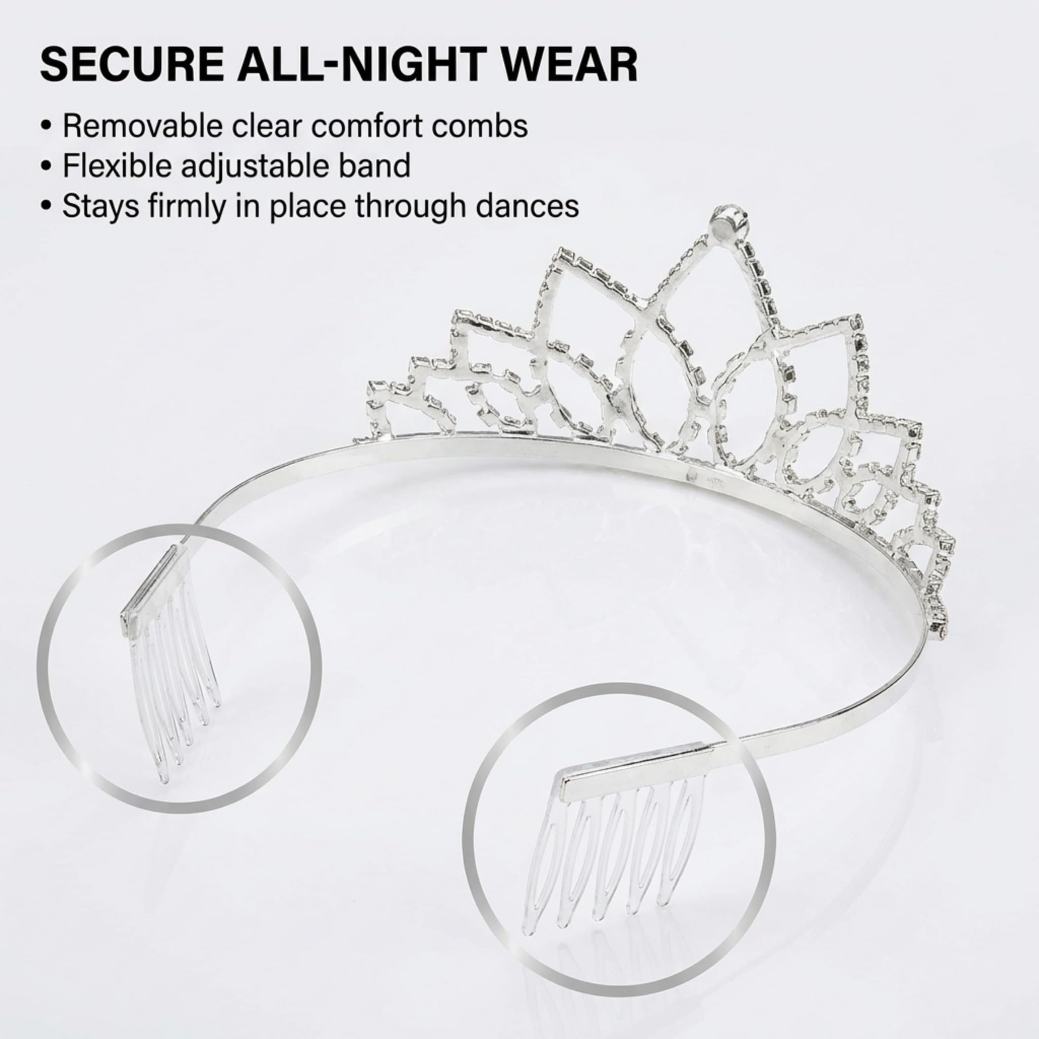 Anderson’s Wilhelmina Rhinestone Tiara, 2 Inch Silver‑Tone Metal Crown with Clear Faux Diamonds for Weddings, Proms, Homecomings, Pageants, Sweet 16s, Quinceañeras, Theater Productions, Cosplay, and Formal Celebrations - Image 8