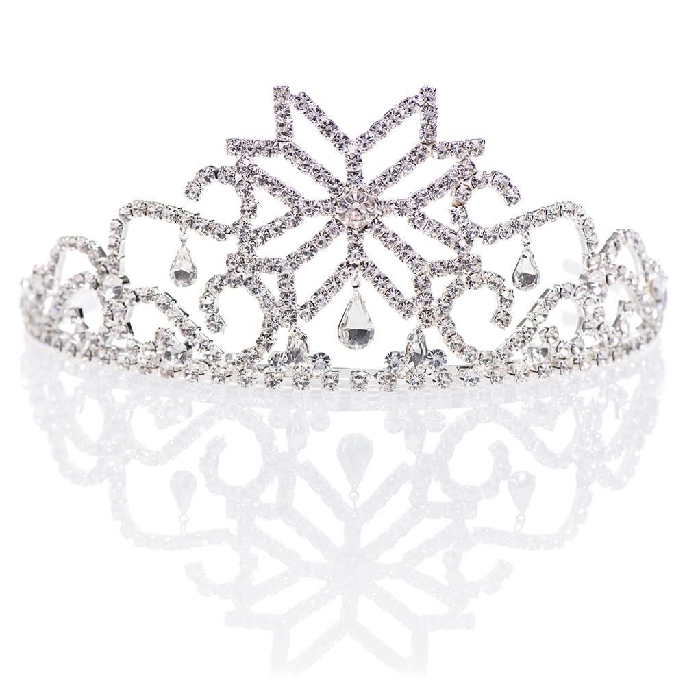 Anderson's Wynter Rhinestone Tiara, Sparkling 2.5-Inch Silver Crown with Clear Faux Diamonds, Adjustable Band & Comfort Combs, Perfect for Weddings, Proms, Pageants, Birthdays & Quinceañeras