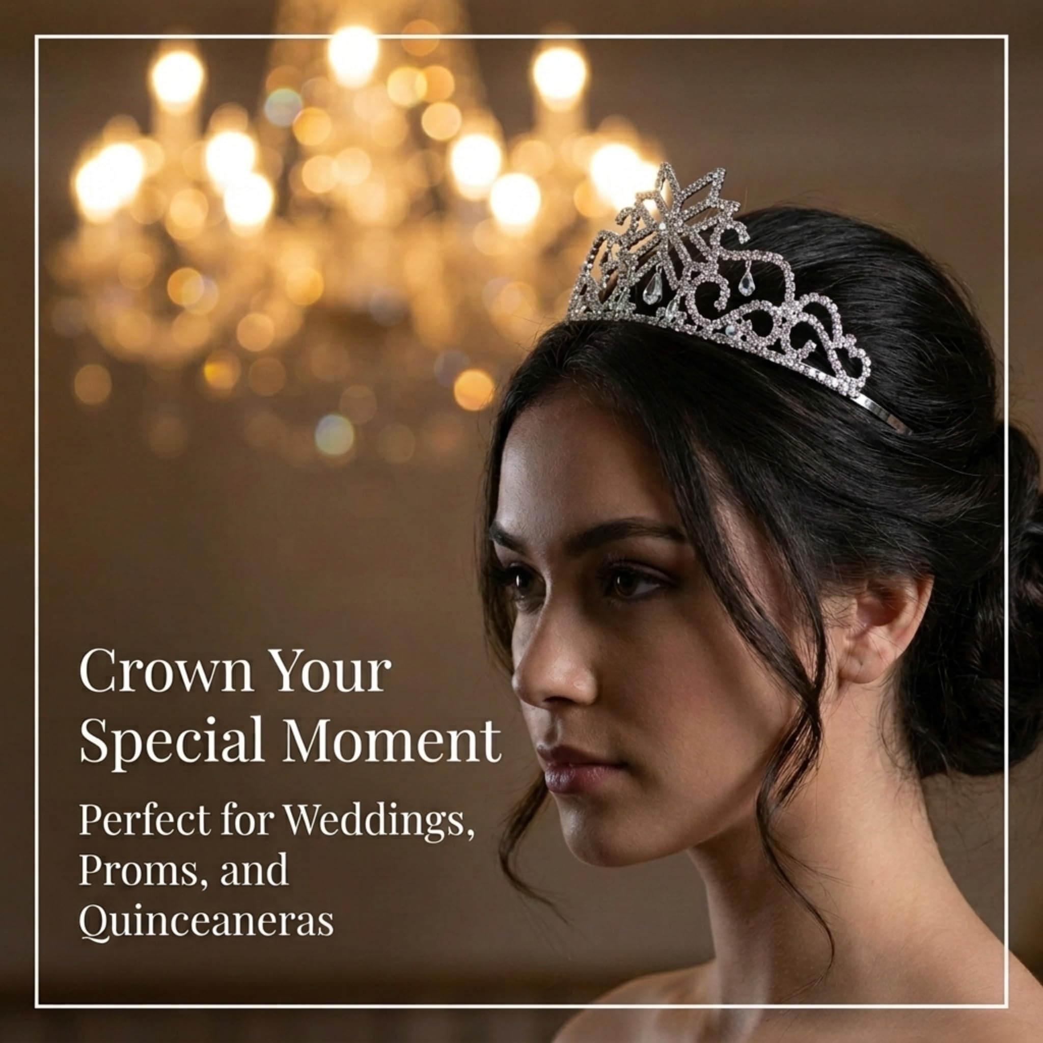 Anderson's Wynter Rhinestone Tiara, Sparkling 2.5-Inch Silver Crown with Clear Faux Diamonds, Adjustable Band & Comfort Combs, Perfect for Weddings, Proms, Pageants, Birthdays & Quinceañeras - Image 2