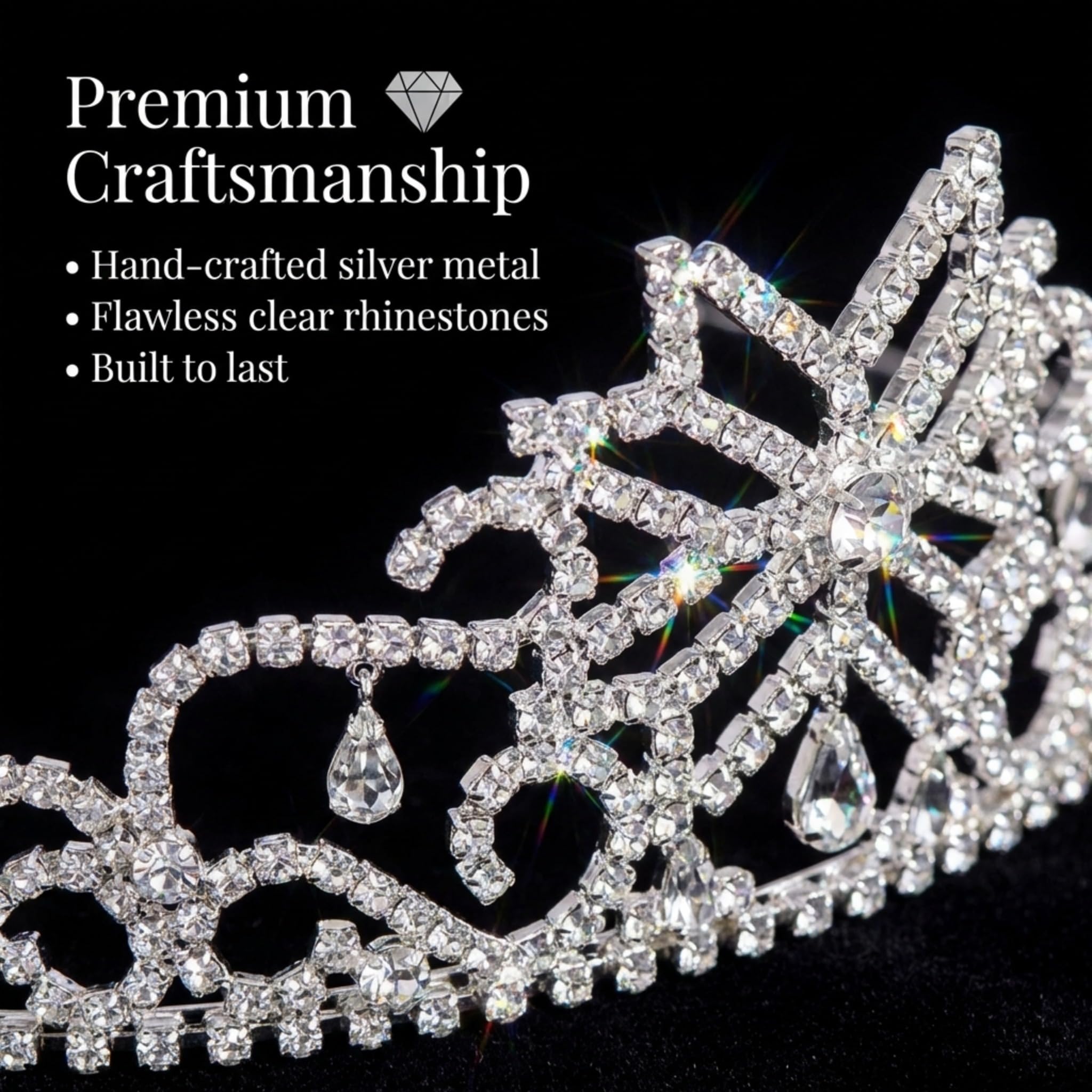 Anderson's Wynter Rhinestone Tiara, Sparkling 2.5-Inch Silver Crown with Clear Faux Diamonds, Adjustable Band & Comfort Combs, Perfect for Weddings, Proms, Pageants, Birthdays & Quinceañeras - Image 4