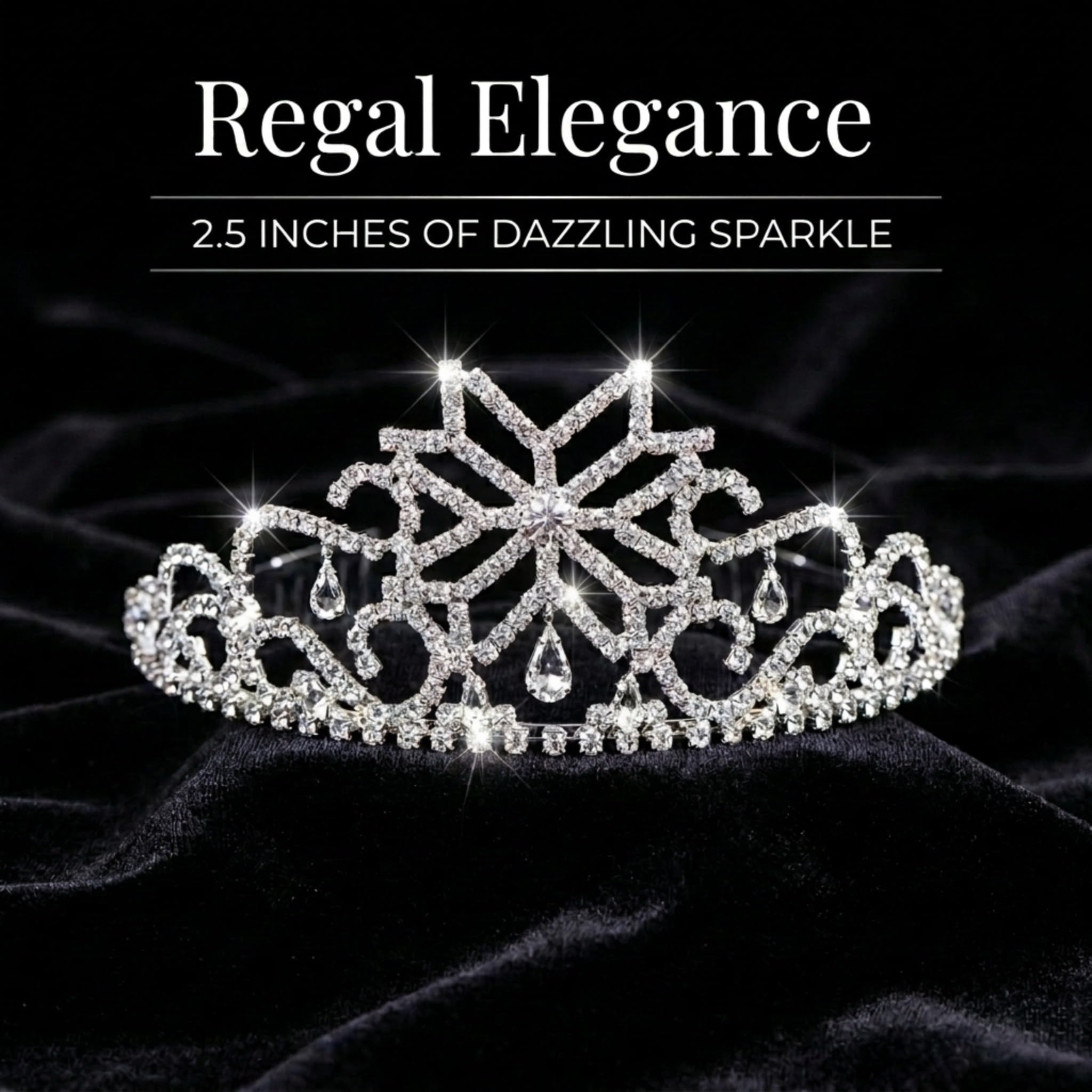 Anderson's Wynter Rhinestone Tiara, Sparkling 2.5-Inch Silver Crown with Clear Faux Diamonds, Adjustable Band & Comfort Combs, Perfect for Weddings, Proms, Pageants, Birthdays & Quinceañeras - Image 5
