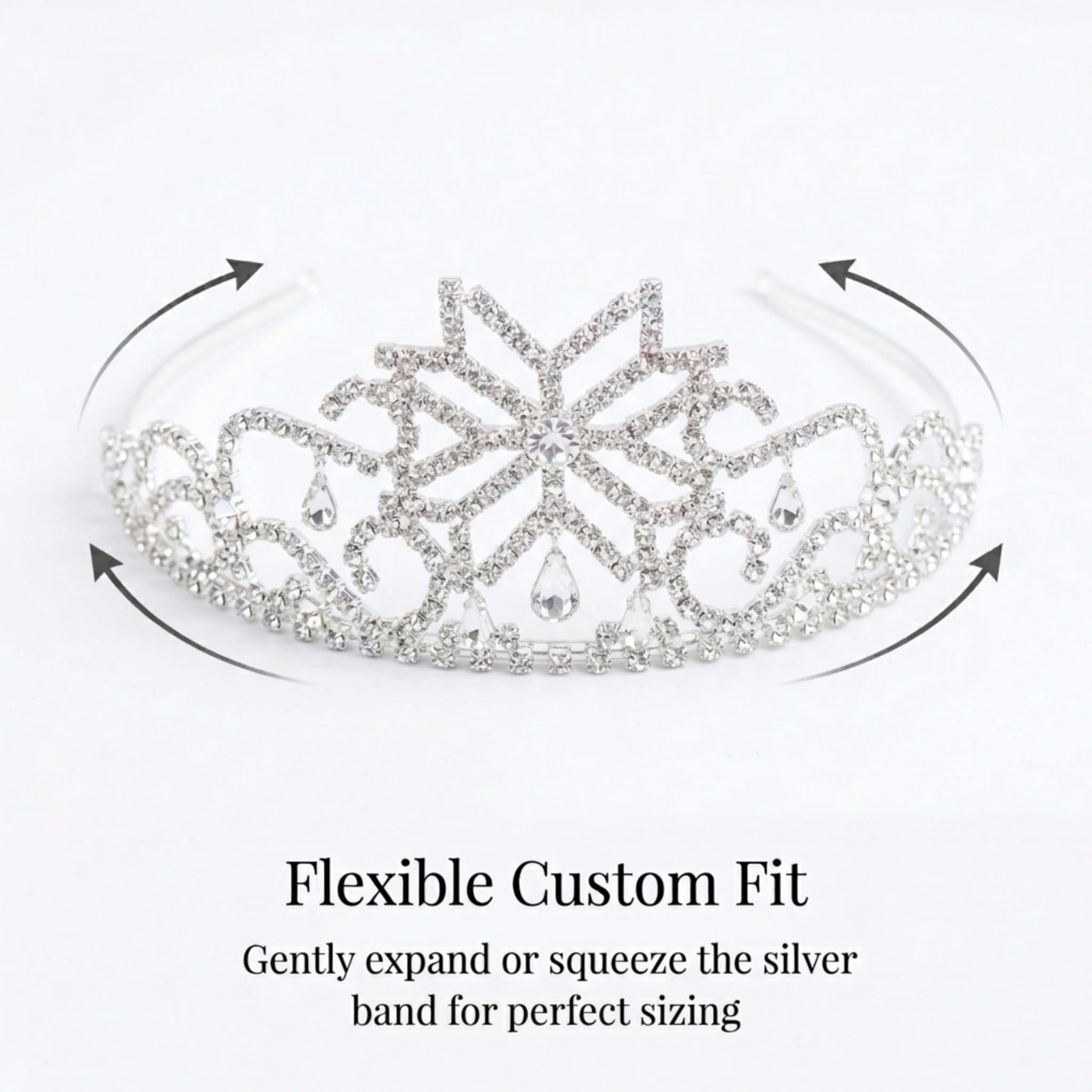 Anderson's Wynter Rhinestone Tiara, Sparkling 2.5-Inch Silver Crown with Clear Faux Diamonds, Adjustable Band & Comfort Combs, Perfect for Weddings, Proms, Pageants, Birthdays & Quinceañeras - Image 6
