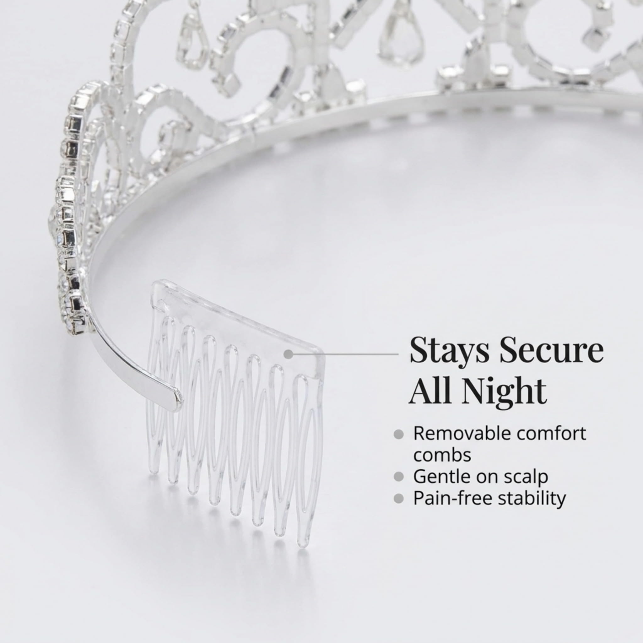 Anderson's Wynter Rhinestone Tiara, Sparkling 2.5-Inch Silver Crown with Clear Faux Diamonds, Adjustable Band & Comfort Combs, Perfect for Weddings, Proms, Pageants, Birthdays & Quinceañeras - Image 7