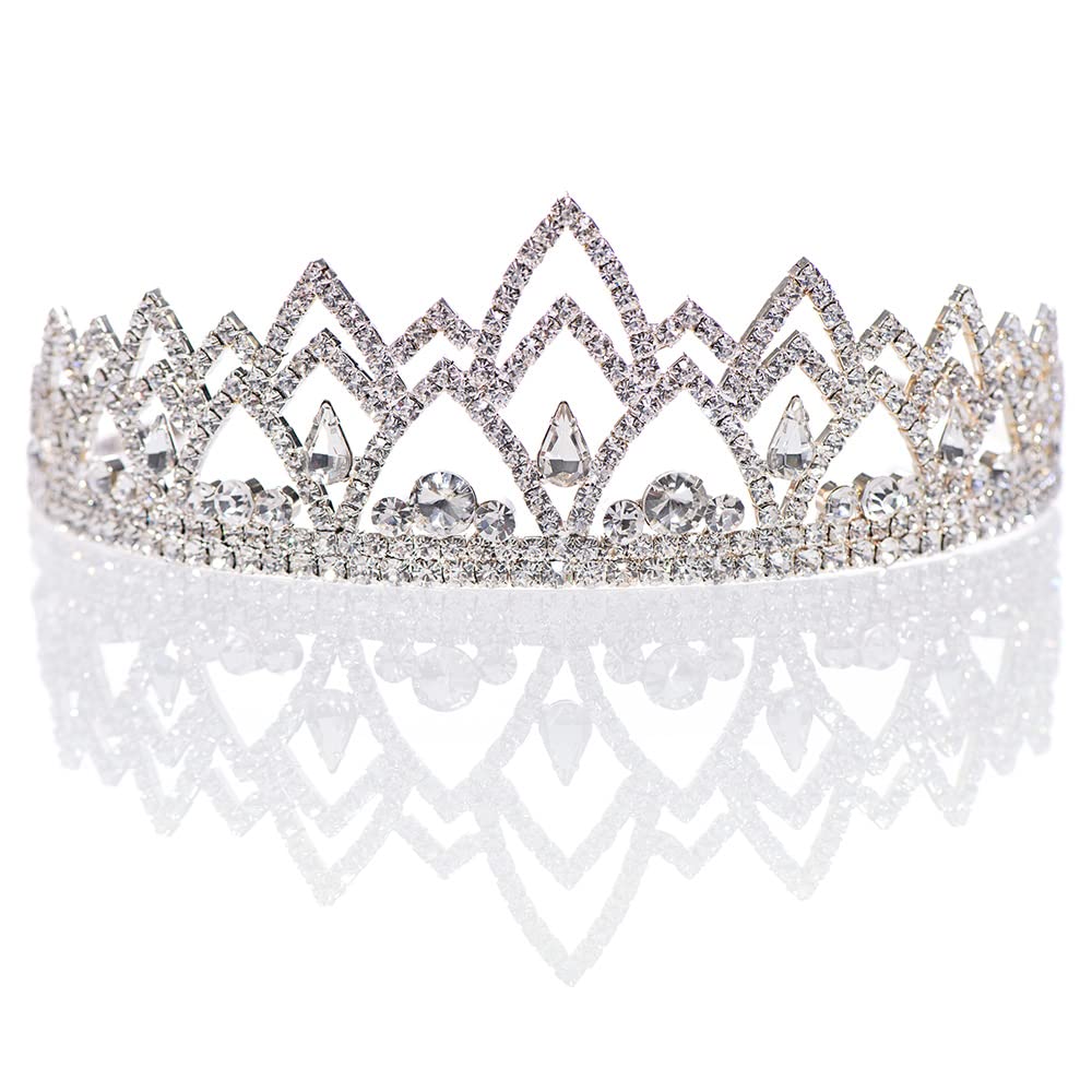 Anderson's Yara Rhinestone Tiara, 2 1/4-Inch Tall Silver Crown with Sparkling Clear Crystals – Adjustable Wedding Tiara for Brides, Prom Queen, Homecoming, Pageants, Sweet 16 & Quinceañera