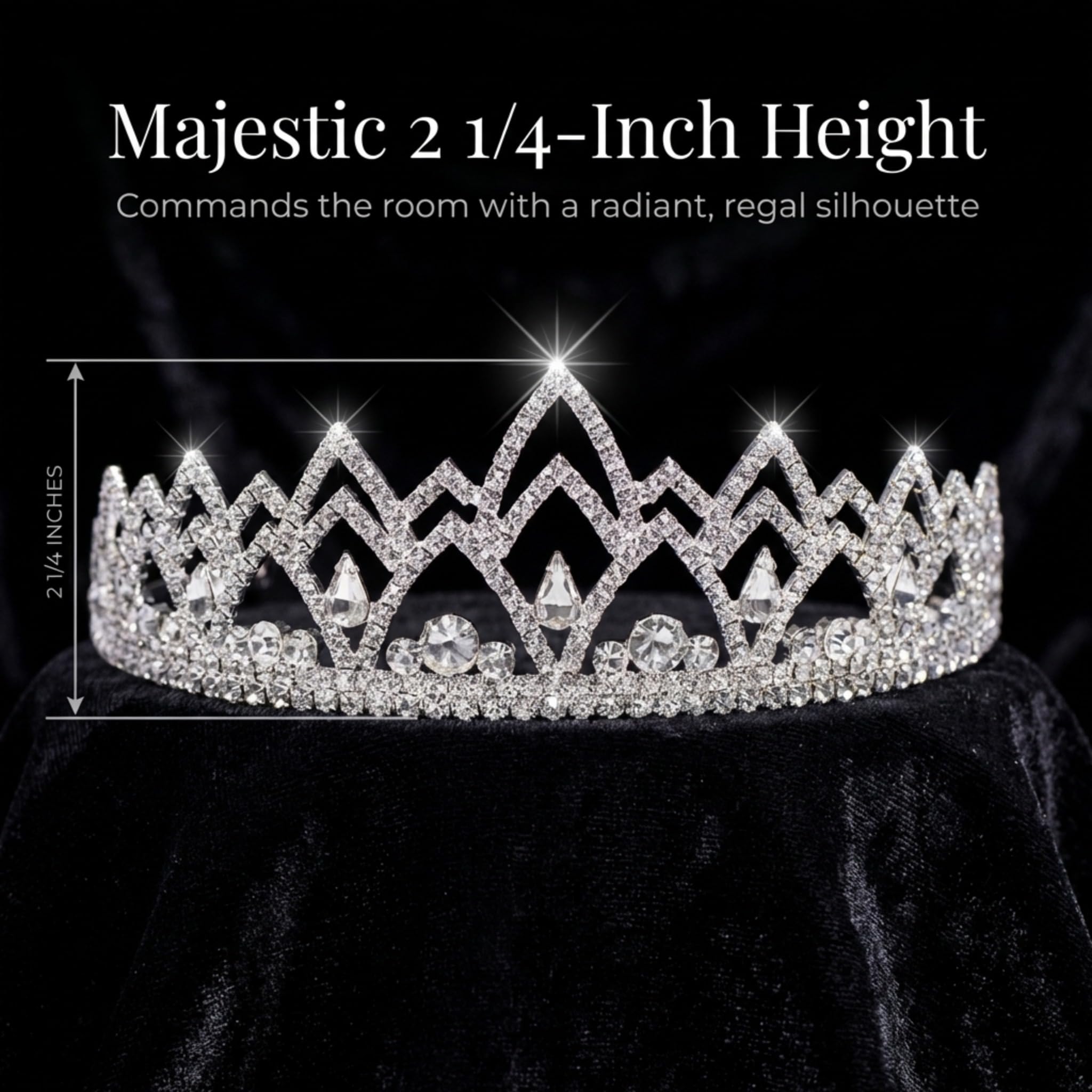 Anderson's Yara Rhinestone Tiara, 2 1/4-Inch Tall Silver Crown with Sparkling Clear Crystals – Adjustable Wedding Tiara for Brides, Prom Queen, Homecoming, Pageants, Sweet 16 & Quinceañera - Image 6