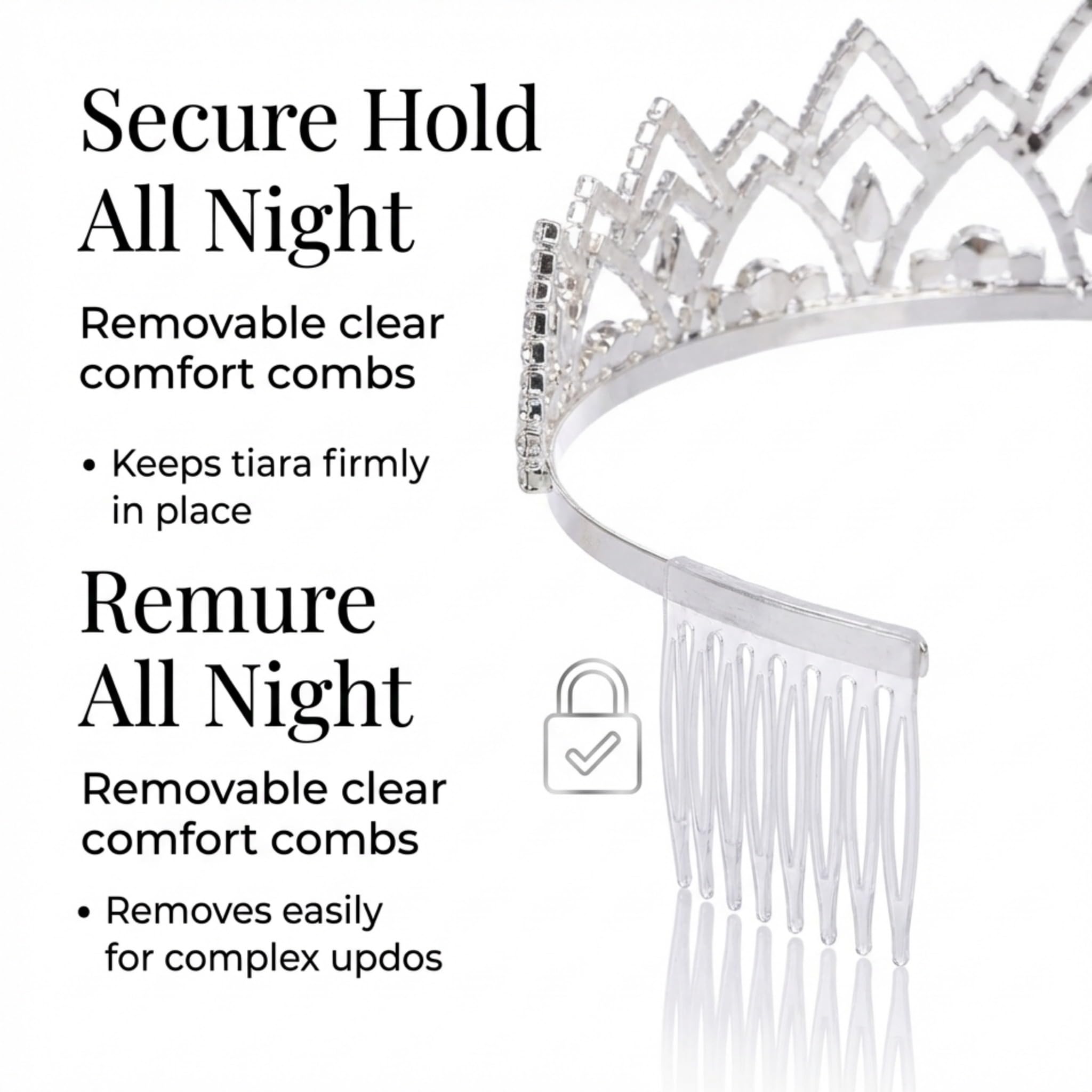 Anderson's Yara Rhinestone Tiara, 2 1/4-Inch Tall Silver Crown with Sparkling Clear Crystals – Adjustable Wedding Tiara for Brides, Prom Queen, Homecoming, Pageants, Sweet 16 & Quinceañera - Image 7