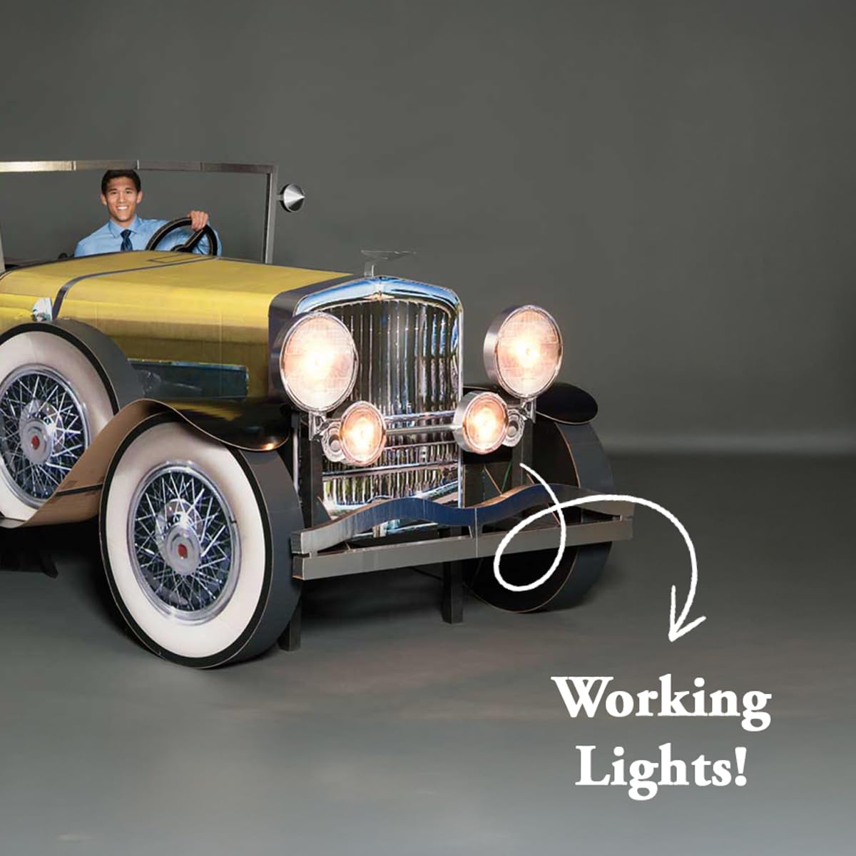 Anderson's Yellow Gatsby Car Photo Prop, Real Working Headlights and Door - Image 7