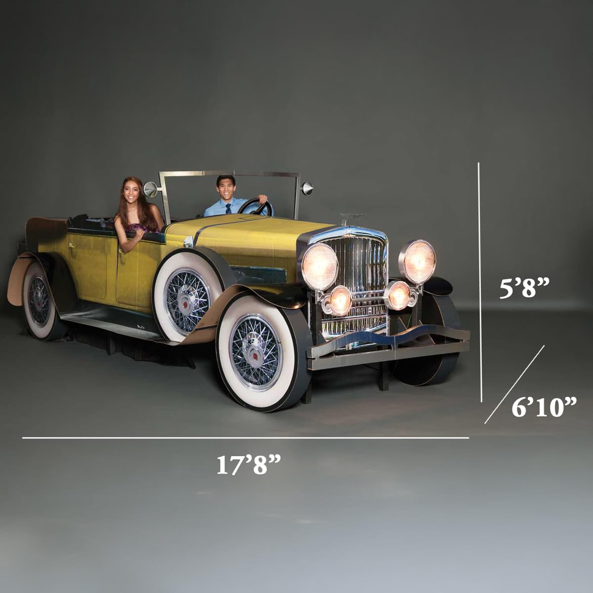 Anderson's Yellow Gatsby Car Photo Prop, Real Working Headlights and Door - Image 8