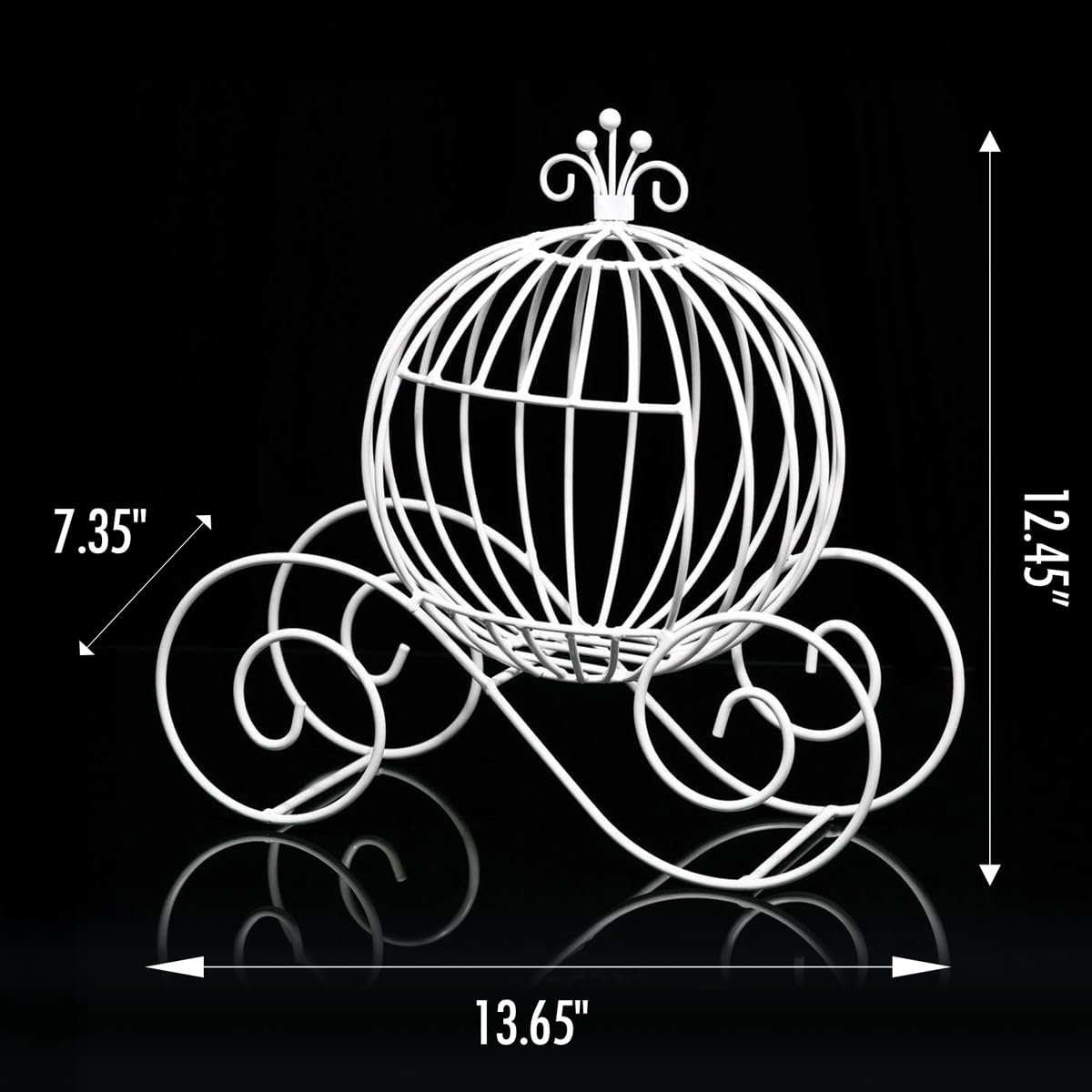 Andersons White Wire Cinderella Coach Centerpiece, Elegant Fairy Tale Wedding, Bridal Shower, Prom, Quinceañera, Anniversary, Sweet 16, Baby Shower, Engagement Party, Gala, Festival Décor, 13.65" - Image 2