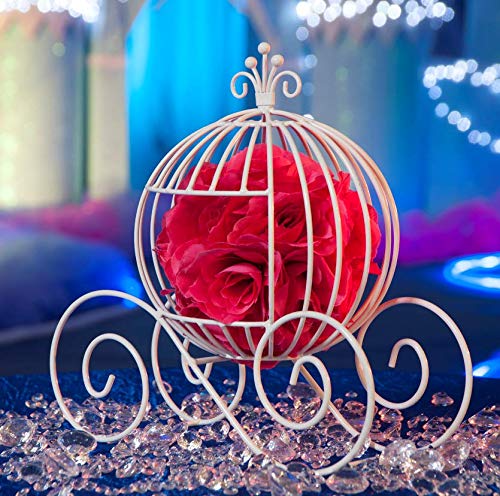 Andersons White Wire Cinderella Coach Centerpiece, Elegant Fairy Tale Wedding, Bridal Shower, Prom, Quinceañera, Anniversary, Sweet 16, Baby Shower, Engagement Party, Gala, Festival Décor, 13.65" - Image 8