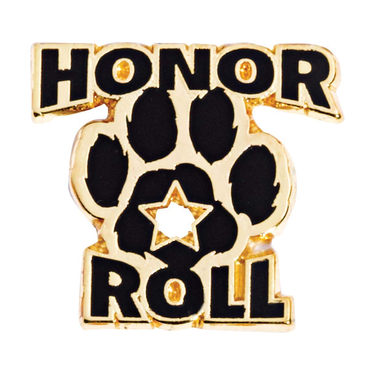 Black and Gold Paw and Star Honor Roll Award Pin, Pack of 1, 6 or 12 - Image 3