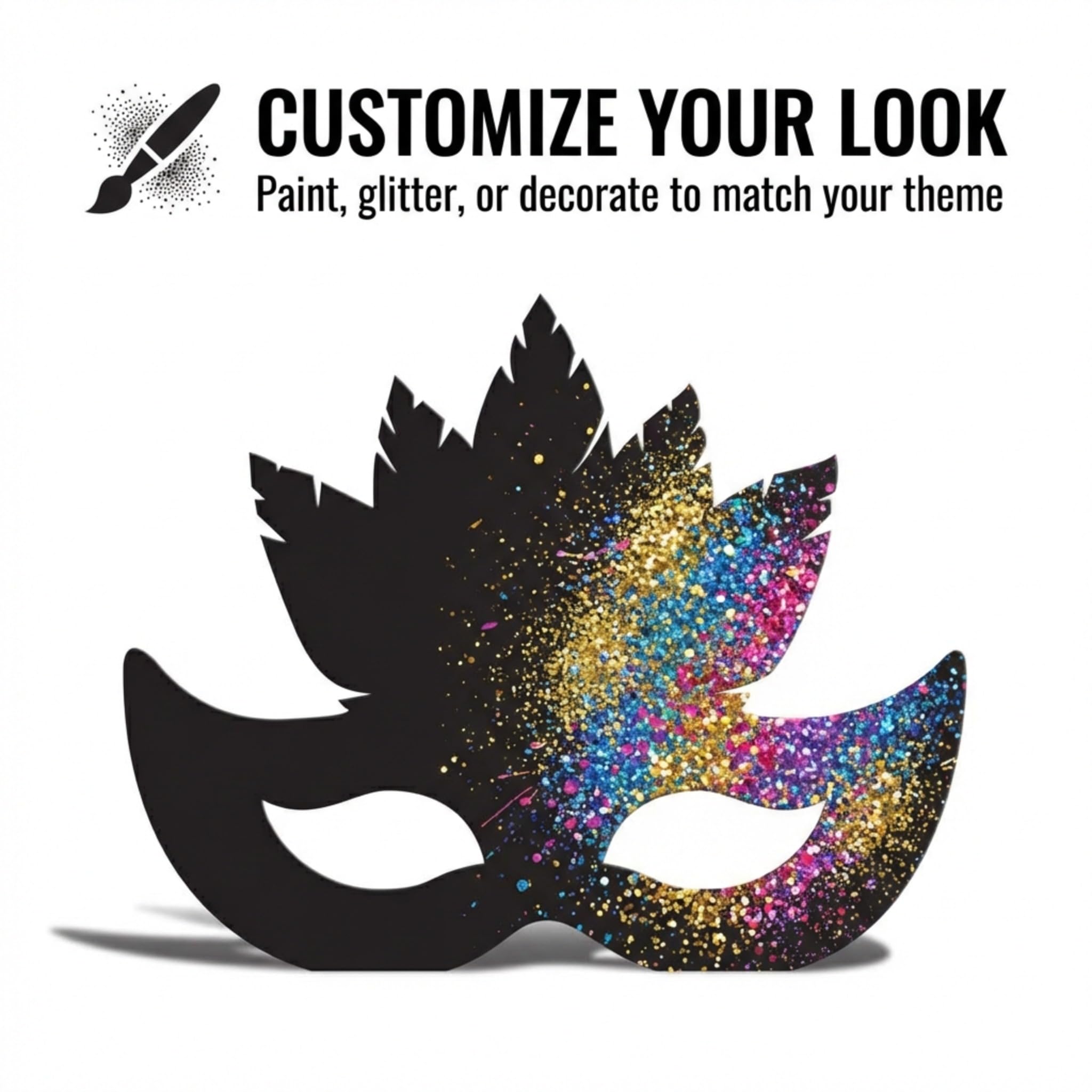 Black Feather Mask Cardboard Standup Party Decoration - Image 4